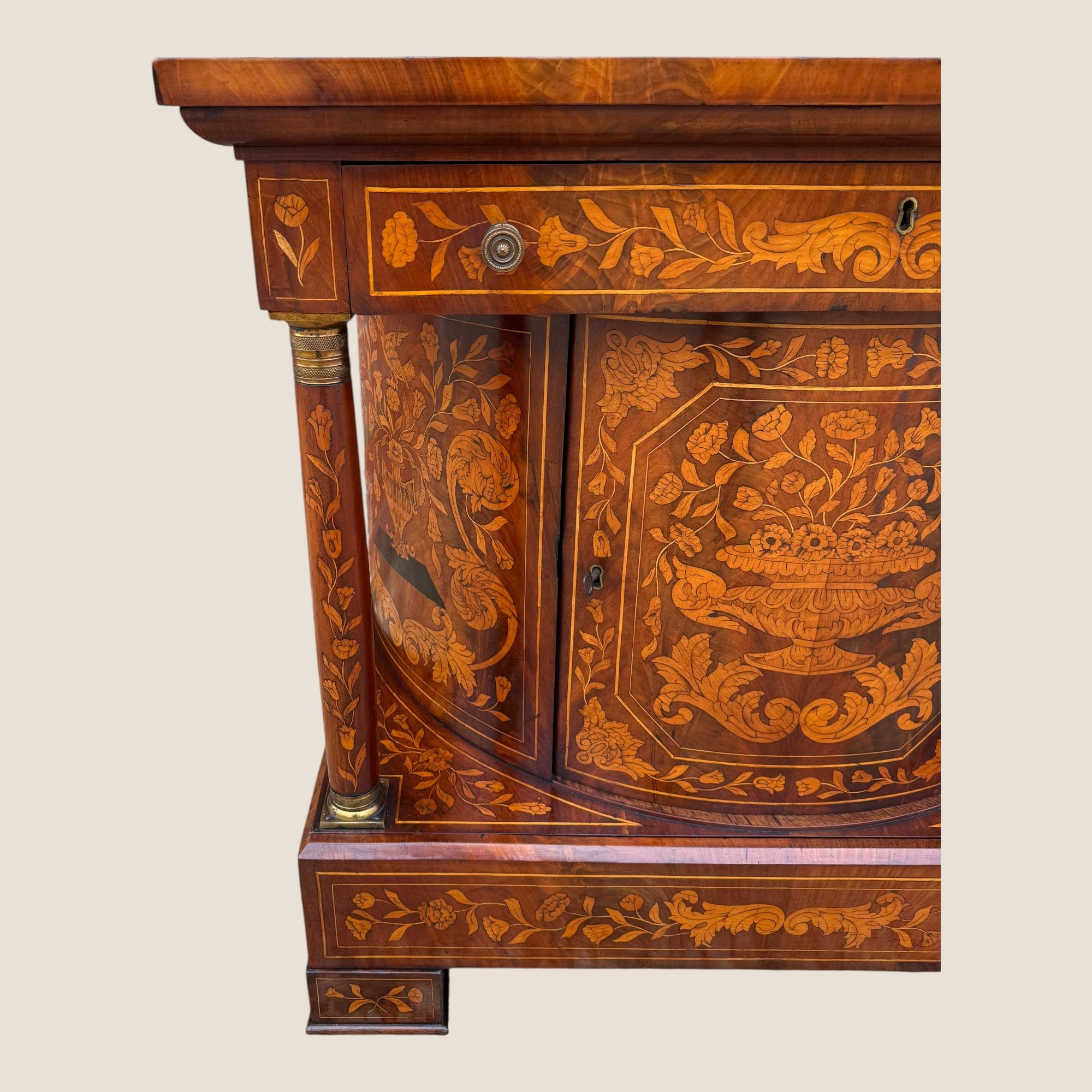Antique 18th Century Dutch Marquetry Inlaid Mahogany Console Wall Table Cabinet For Sale 4