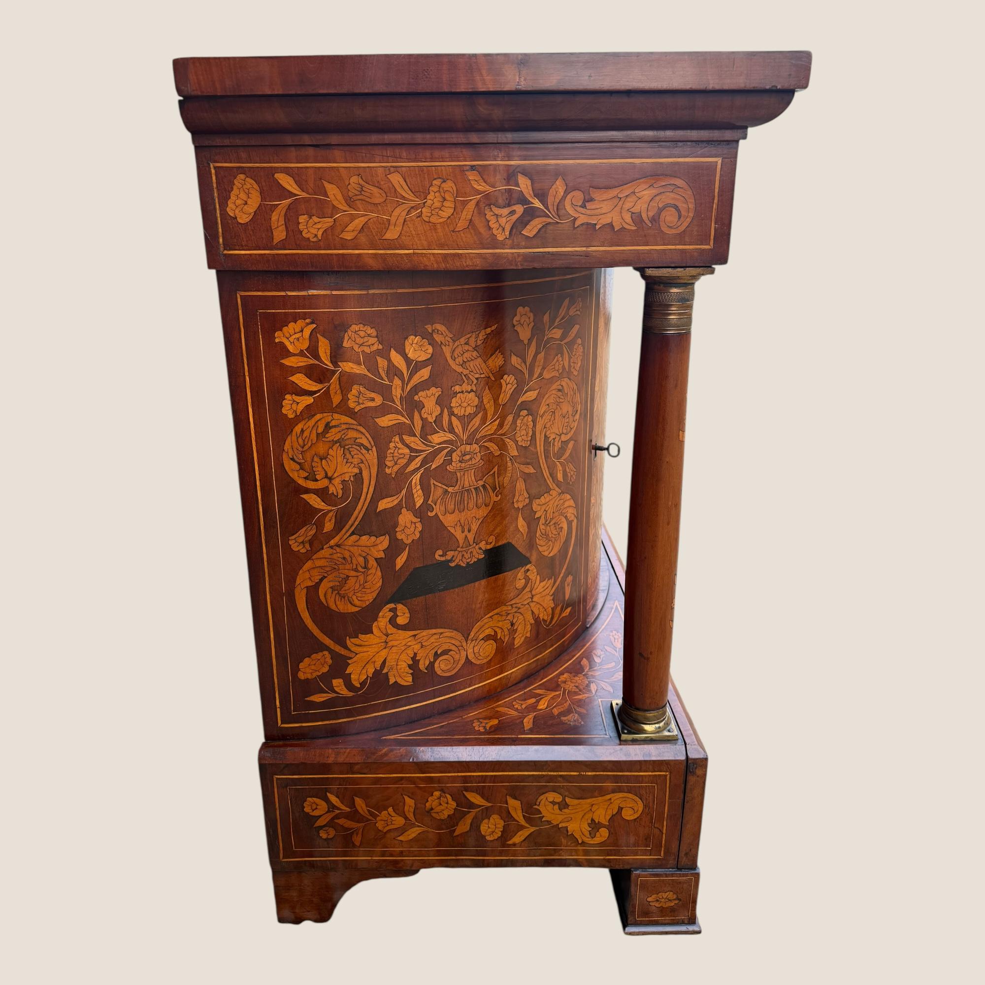 Antique 18th Century Dutch Marquetry Inlaid Mahogany Console Wall Table Cabinet For Sale 6
