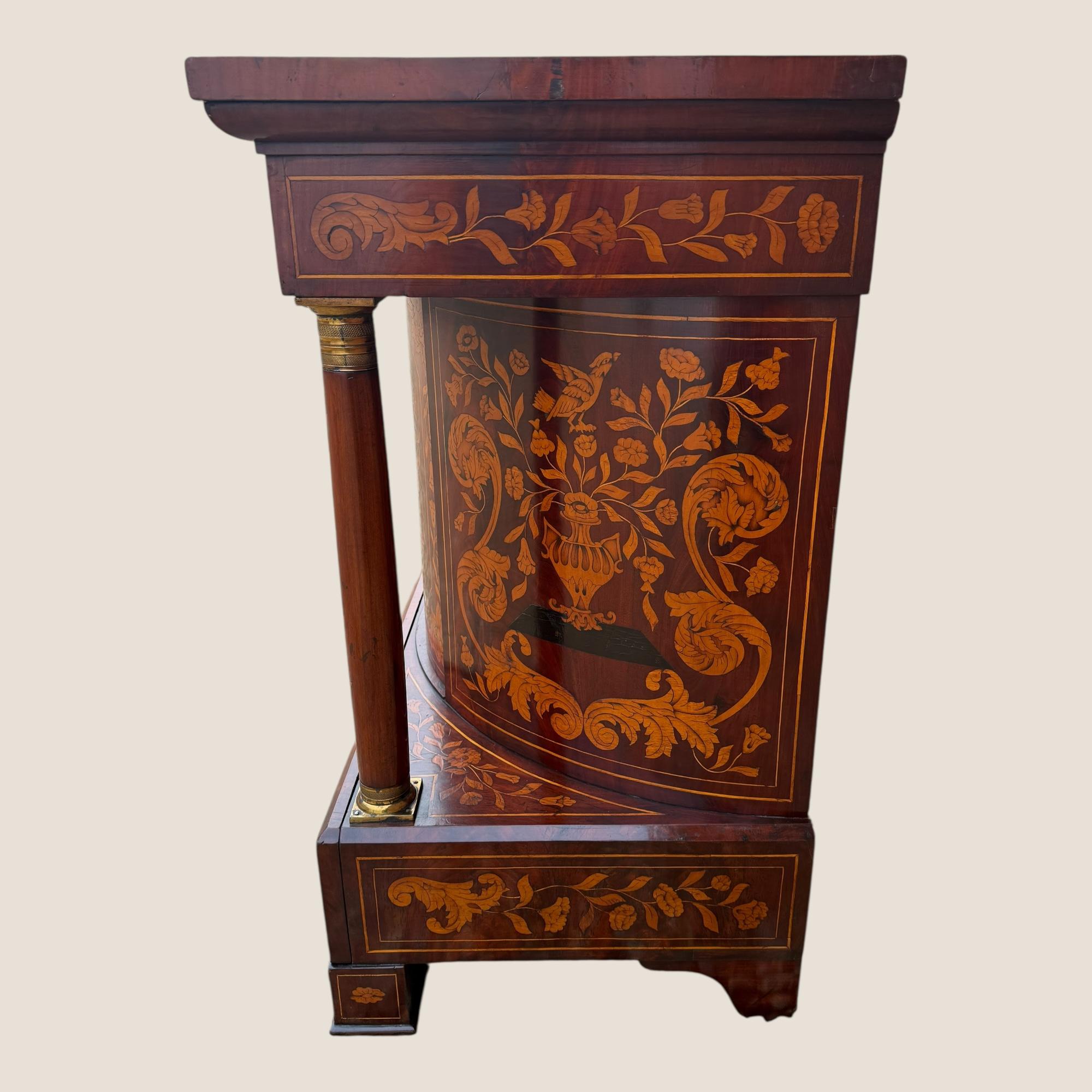 Antique 18th Century Dutch Marquetry Inlaid Mahogany Console Wall Table Cabinet For Sale 7