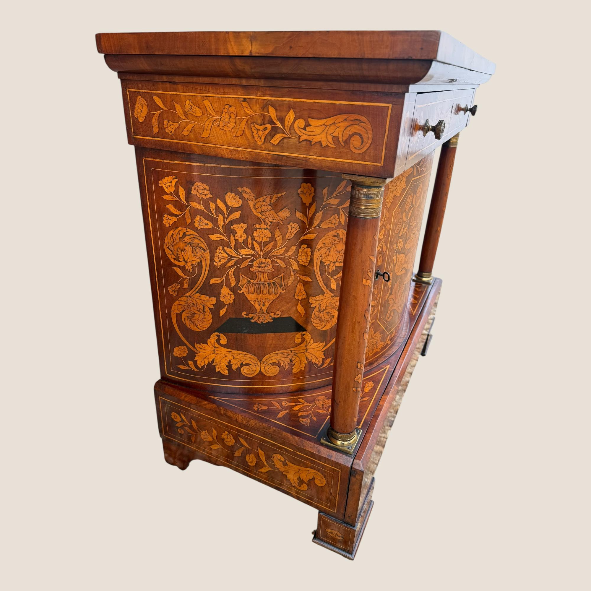 Antique 18th Century Dutch Marquetry Inlaid Mahogany Console Wall Table Cabinet For Sale 9