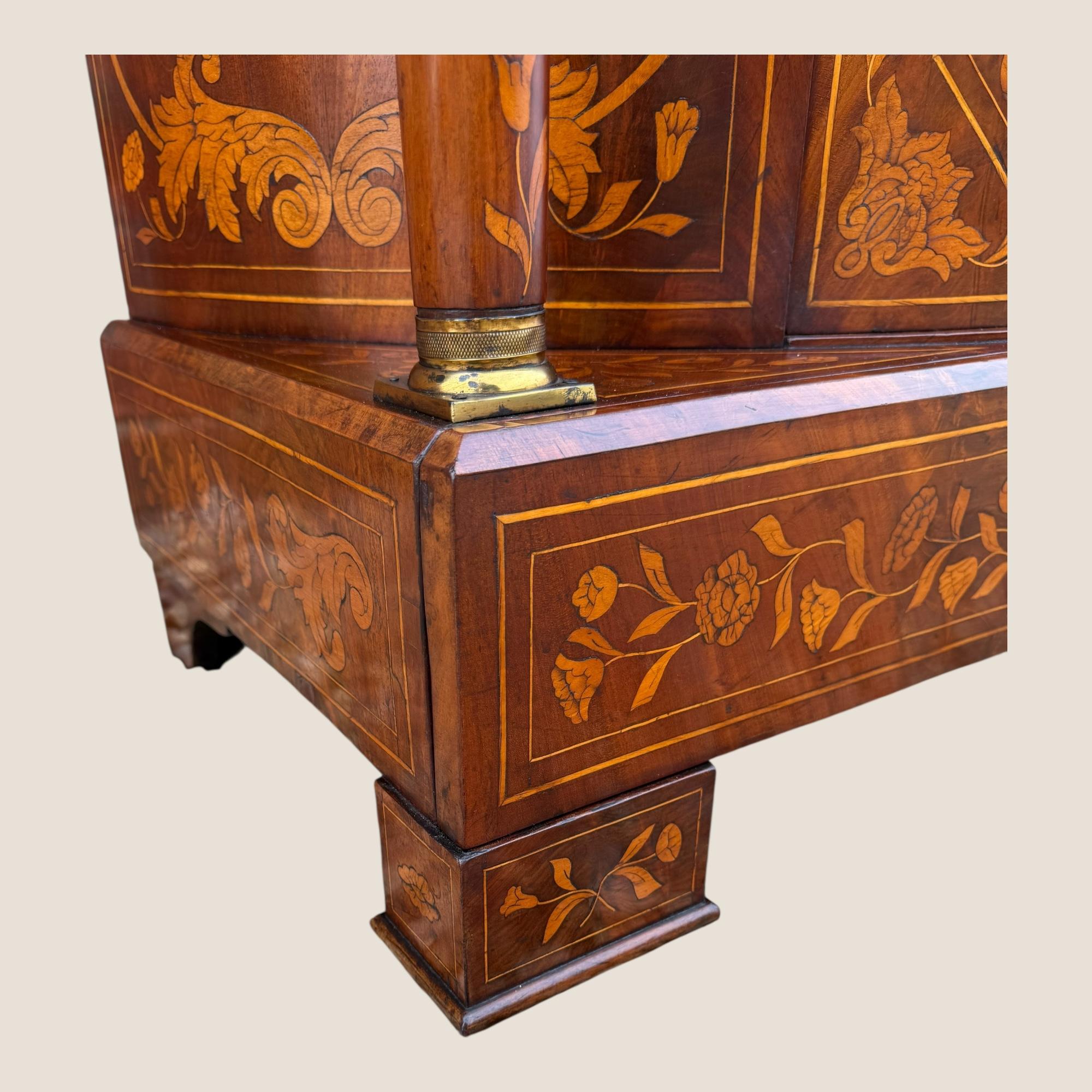 Antique 18th Century Dutch Marquetry Inlaid Mahogany Console Wall Table Cabinet For Sale 10