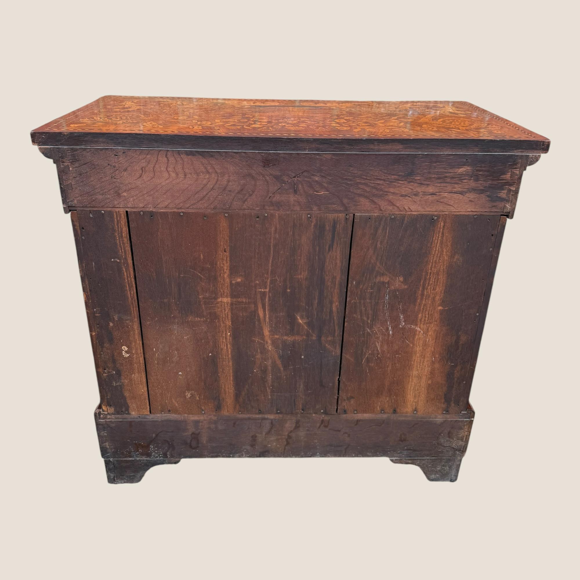 Antique 18th Century Dutch Marquetry Inlaid Mahogany Console Wall Table Cabinet For Sale 11