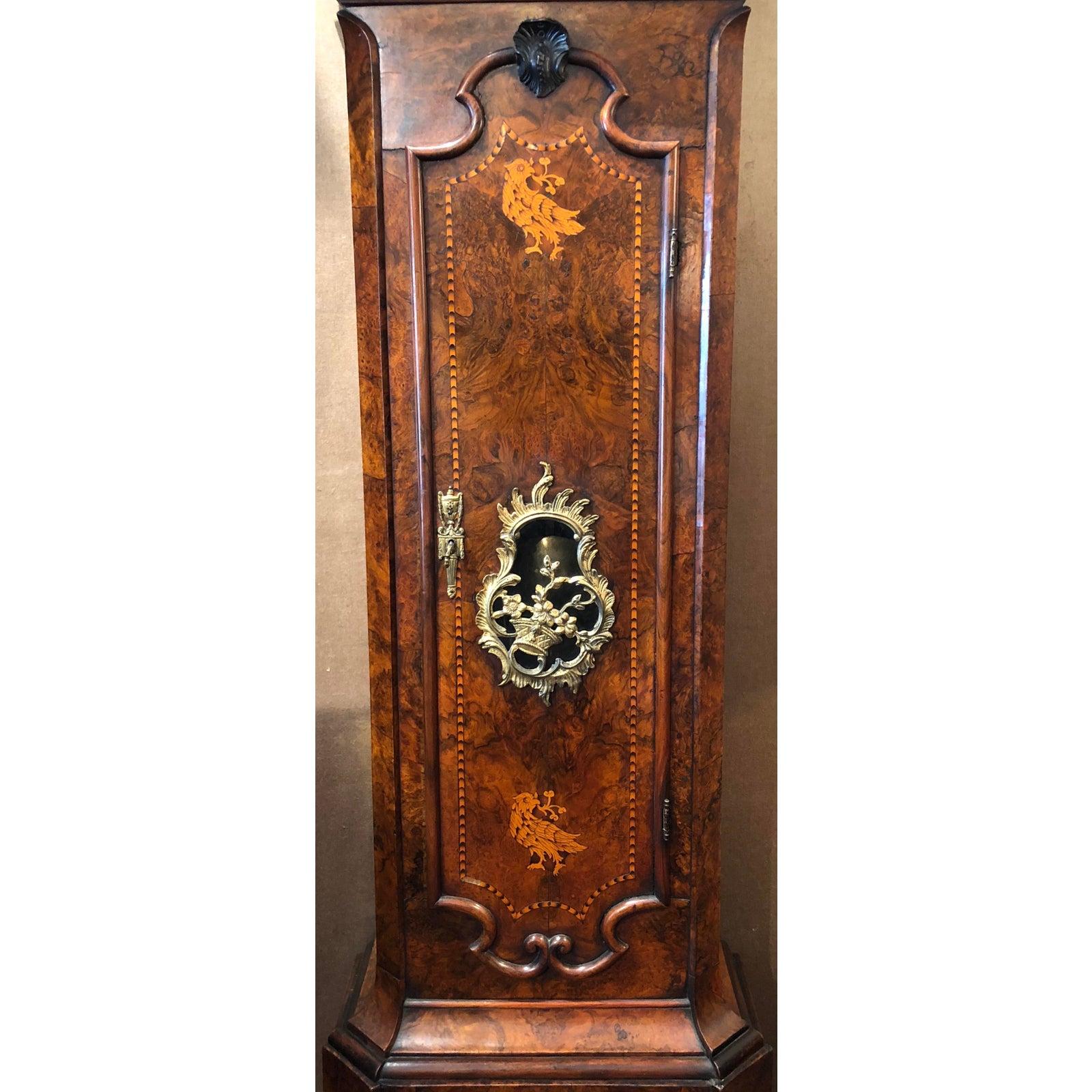 Antique 18th century Dutch marquetry tall case clock by Maker, J.P. Kroese.
DMC001.