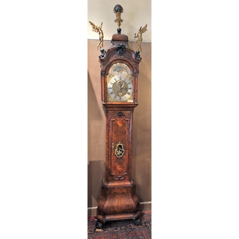 Antique 18th Century Dutch Marquetry Tall Case Clock by Maker, J.P ...