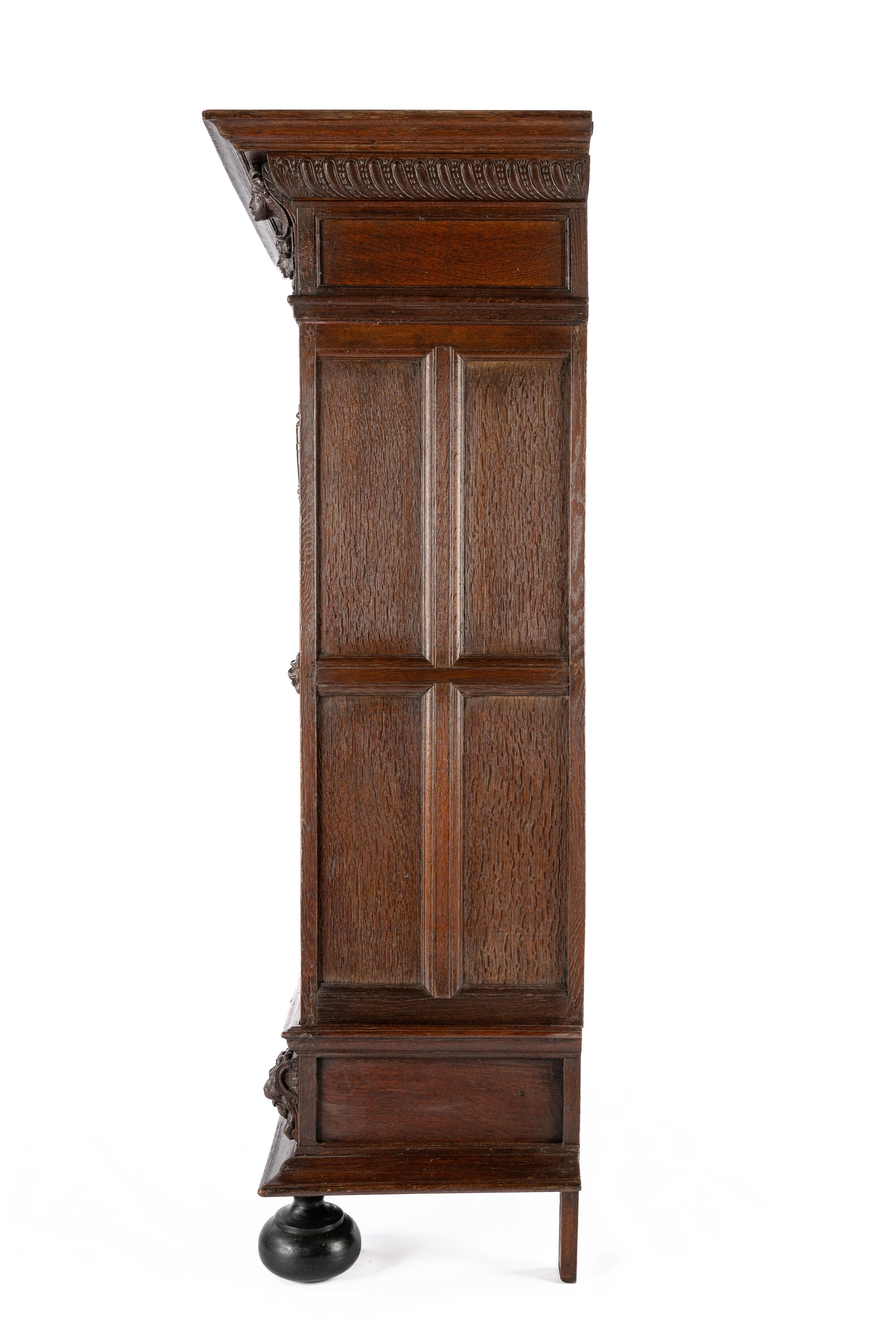 18th Century Antique 18th century Dutch Renaissancewarm brown oak two door cabinet For Sale