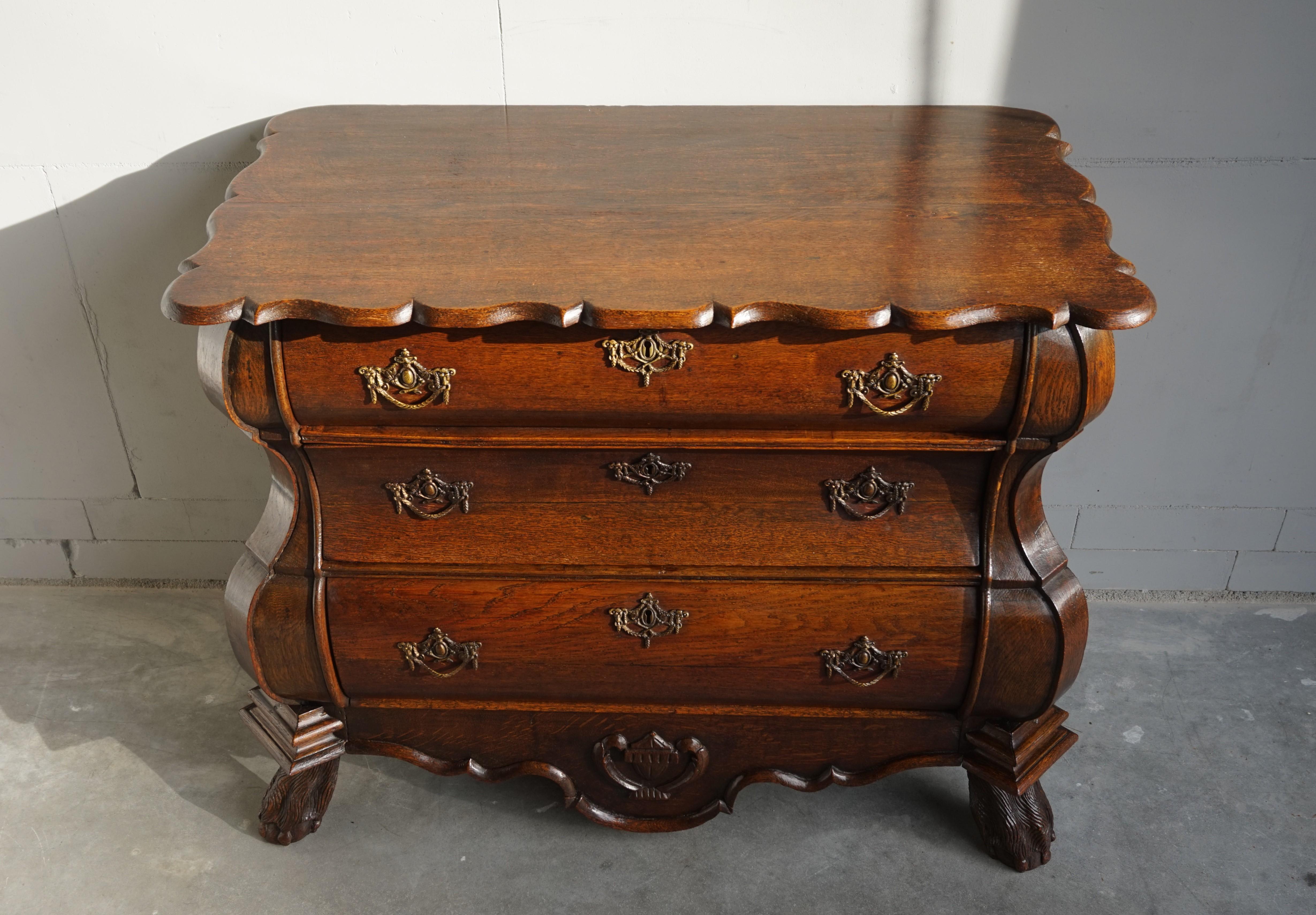 Rare Dutch chest of drawers with an amazing patina.

We have sold many rare pieces of furniture, but never before did we own an original, 18th century, Dutch Rococo chest of drawers. Because these have always been very rare and sought after, in