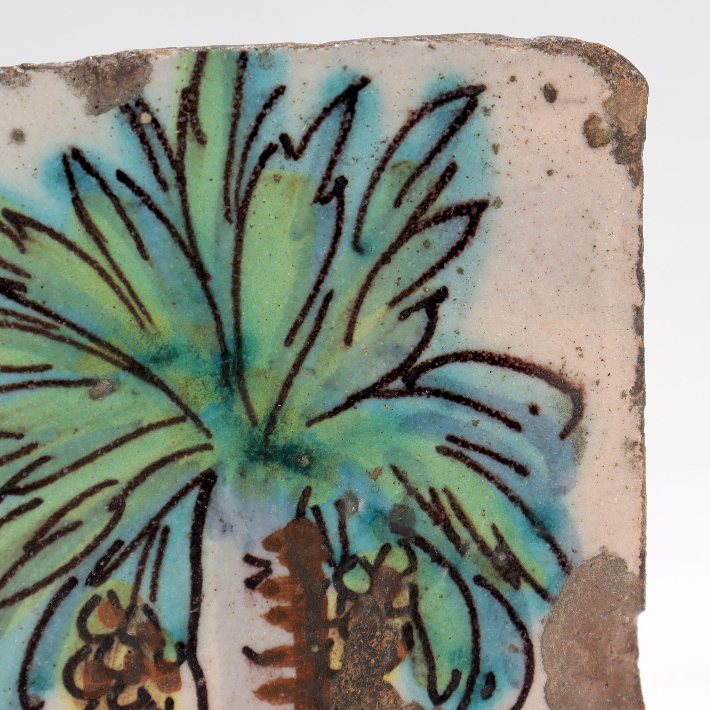 Antike holländische Terrakotta-Keramikfliese aus dem 18. Jahrhundert, die einen amerikanischen Ureinwohner darstellt im Angebot 1