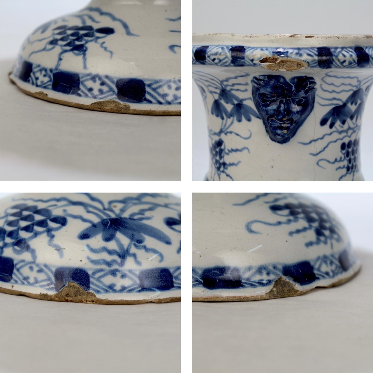Antique 18th Century English Bristol Delftware Pottery Urn or Vase 6