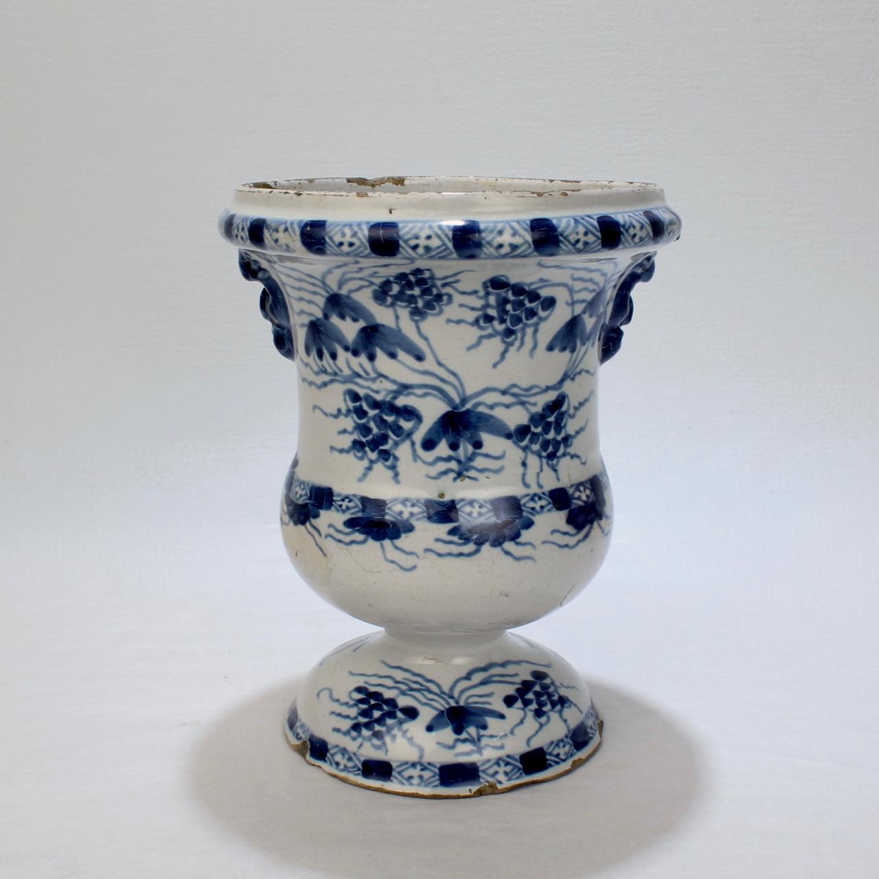 George III Antique 18th Century English Bristol Delftware Pottery Urn or Vase