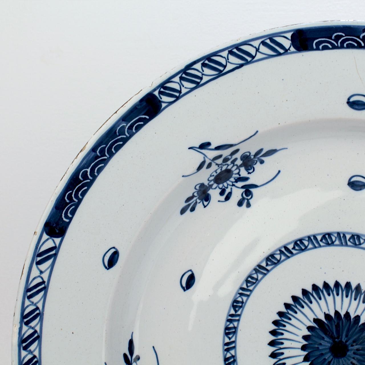 Faïence de Delft Antique 18ème siècle Anglais Delft 13 1/2