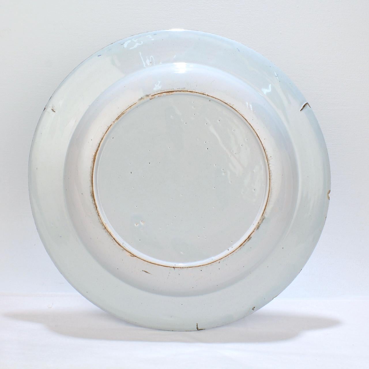 Antique 18ème siècle Anglais Delft 13 1/2