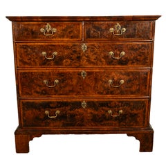 Antique 18th Century English George II Burl Elm Chest of Drawers Dresser 1750