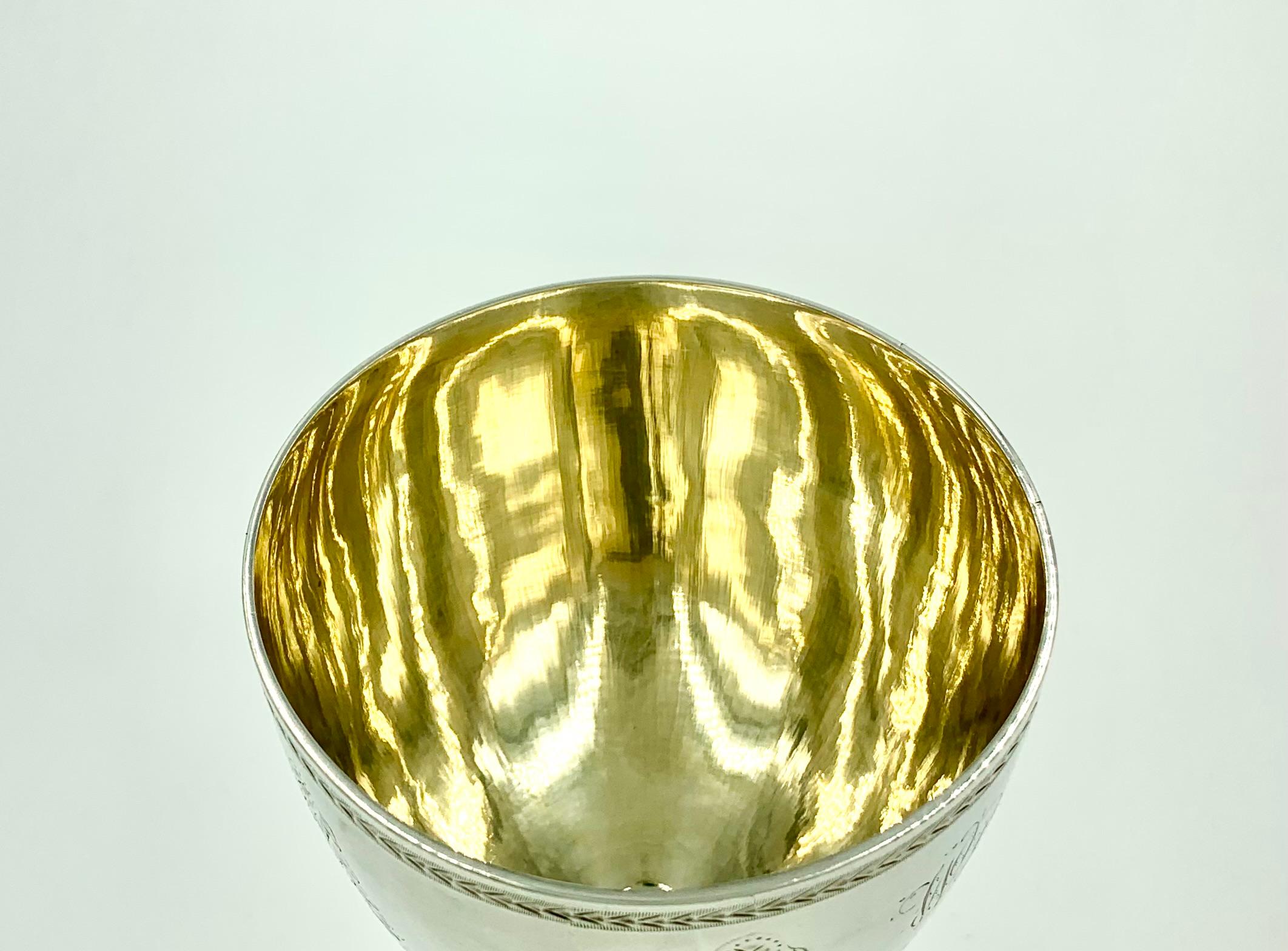 Antique 18th Century English George III Period Sterling Silver Goblet, 1783 In Good Condition For Sale In New York, NY