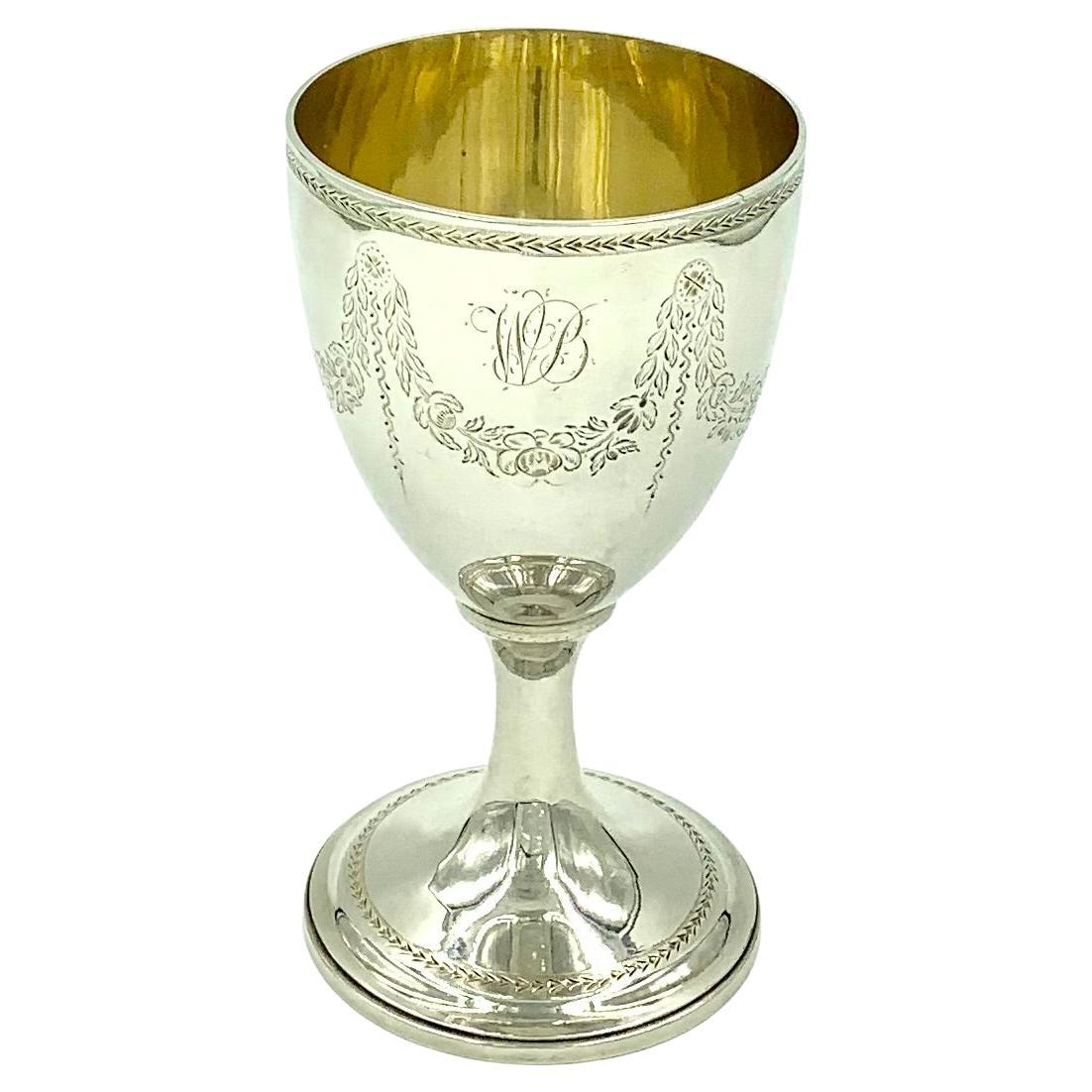 Antiguo cáliz inglés del siglo XVIII, época de Jorge III, plata de ley, 1783