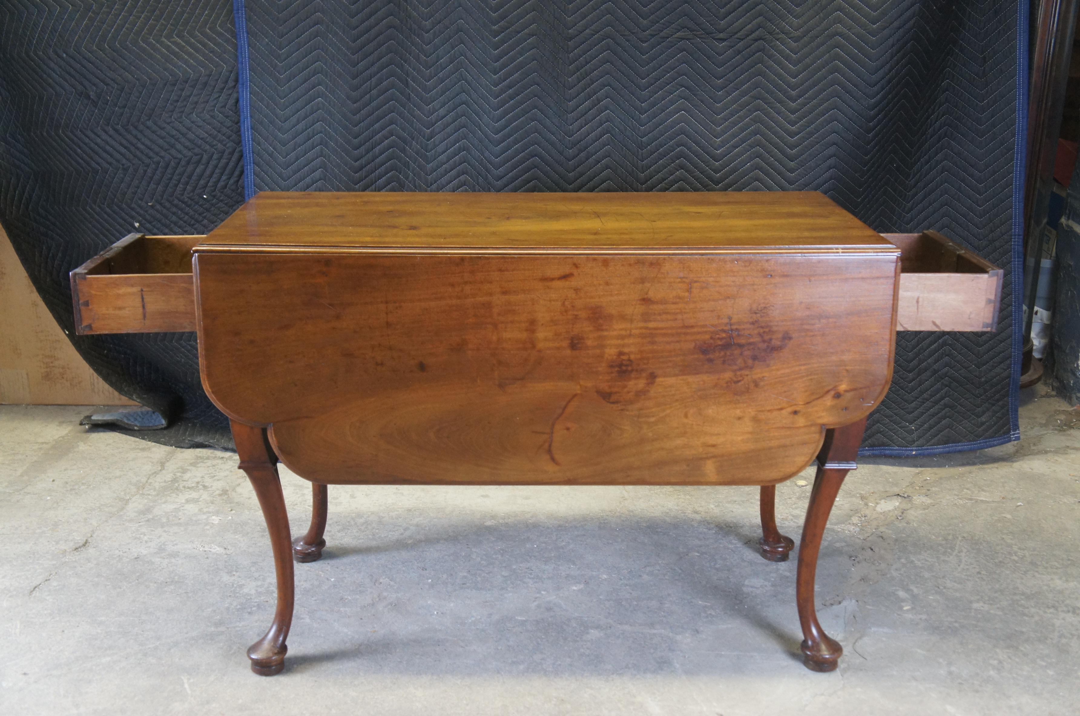 Antique 18th Century English Georgian Mahogany Drop Leaf Side Console Table For Sale 8