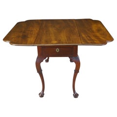 18th Century Antique English Georgian Mahogany Drop Leaf Side Console Table