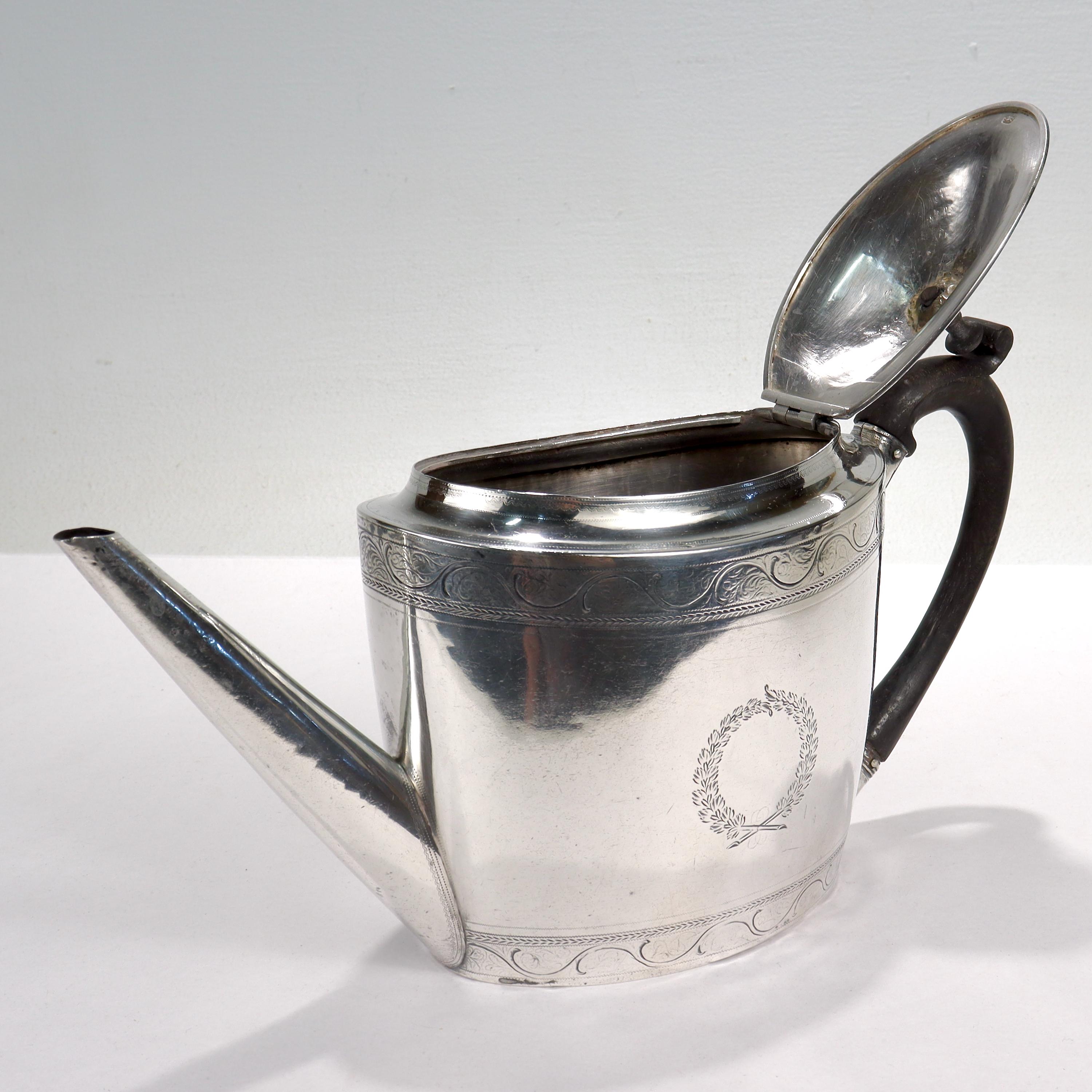 Antique 18th Century English Georgian Sterling Silver Teapot by Chawmer & Eames 5