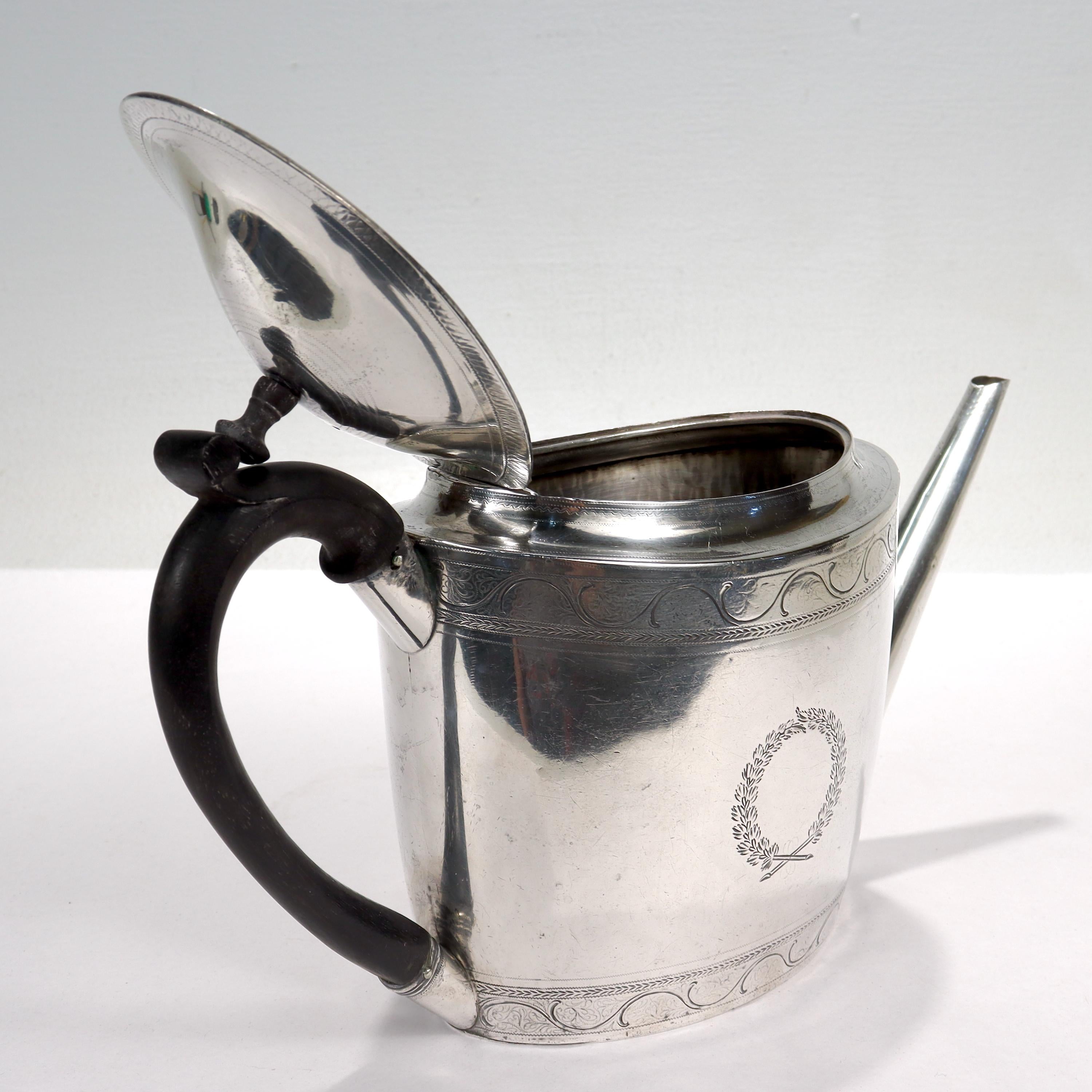 Antique 18th Century English Georgian Sterling Silver Teapot by Chawmer & Eames 6