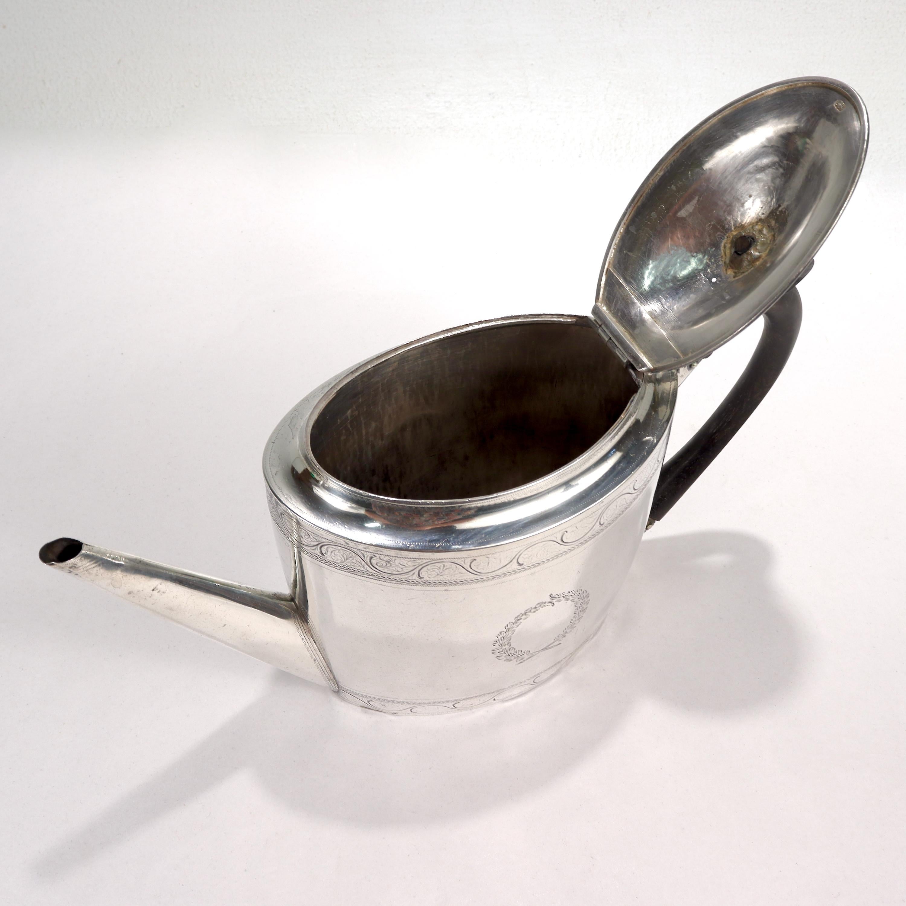 Antique 18th Century English Georgian Sterling Silver Teapot by Chawmer & Eames 11