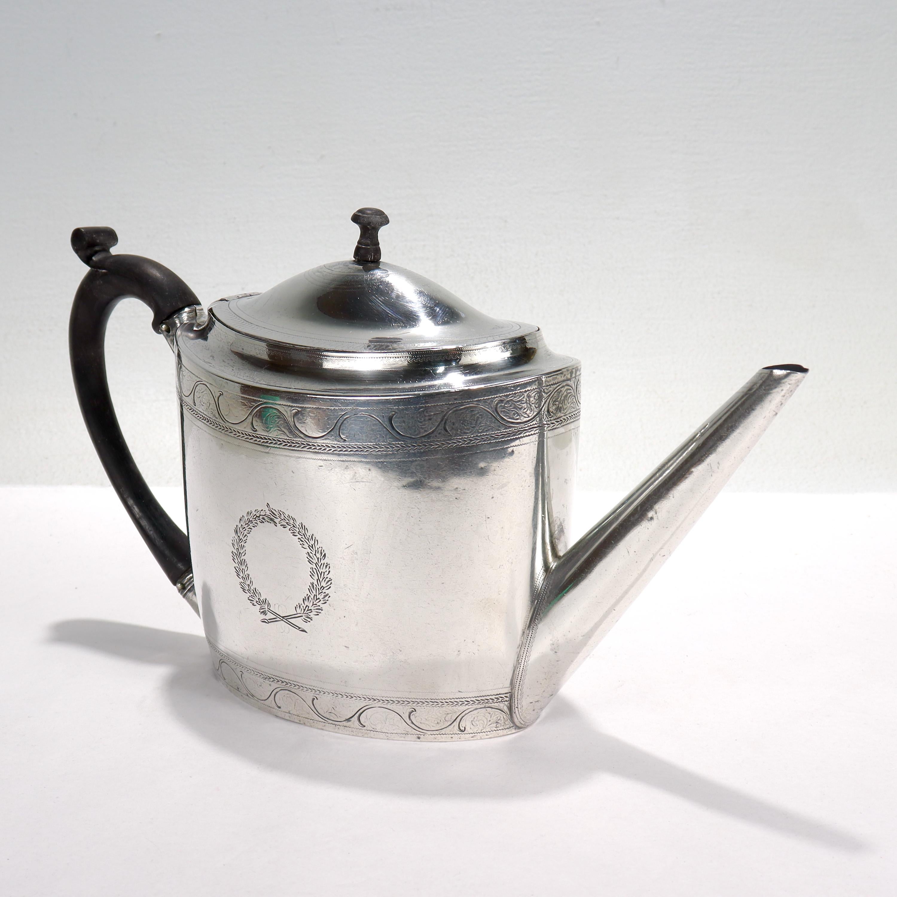 George III Antique 18th Century English Georgian Sterling Silver Teapot by Chawmer & Eames