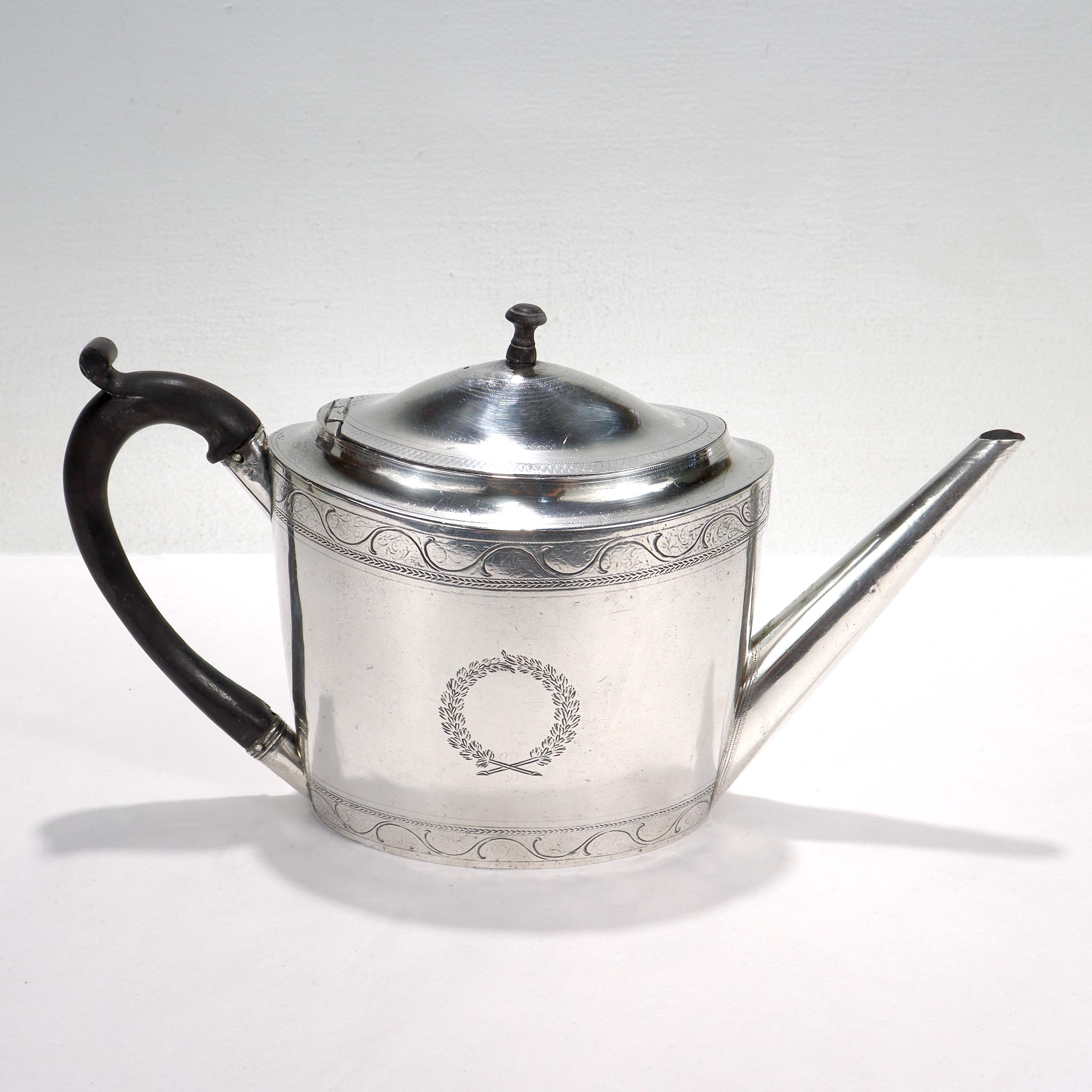 Antique 18th Century English Georgian Sterling Silver Teapot by Chawmer & Eames In Fair Condition In Philadelphia, PA