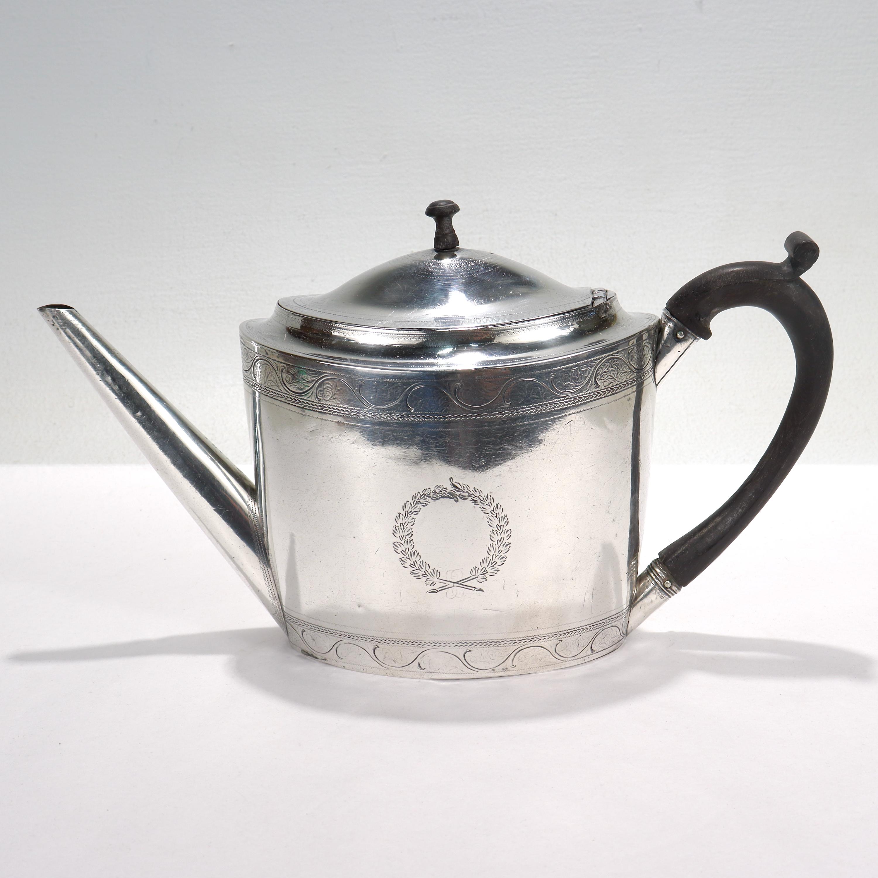 Antique 18th Century English Georgian Sterling Silver Teapot by Chawmer & Eames 1