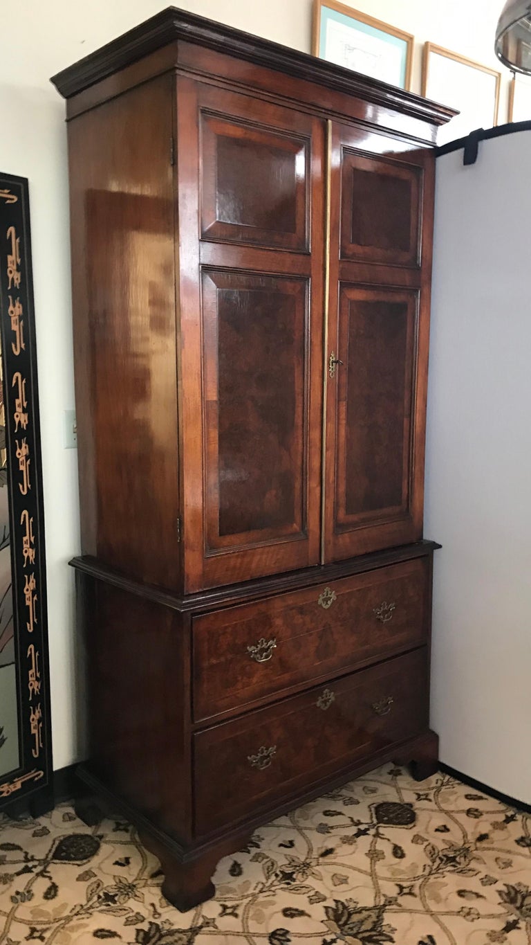 Antique 18th Century English Mahogany Linen Press Wardrobe Armoire at 1stDibs