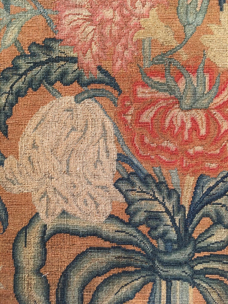 Antique 18th Century English Needlework Tapestry Picture of Flowers For
