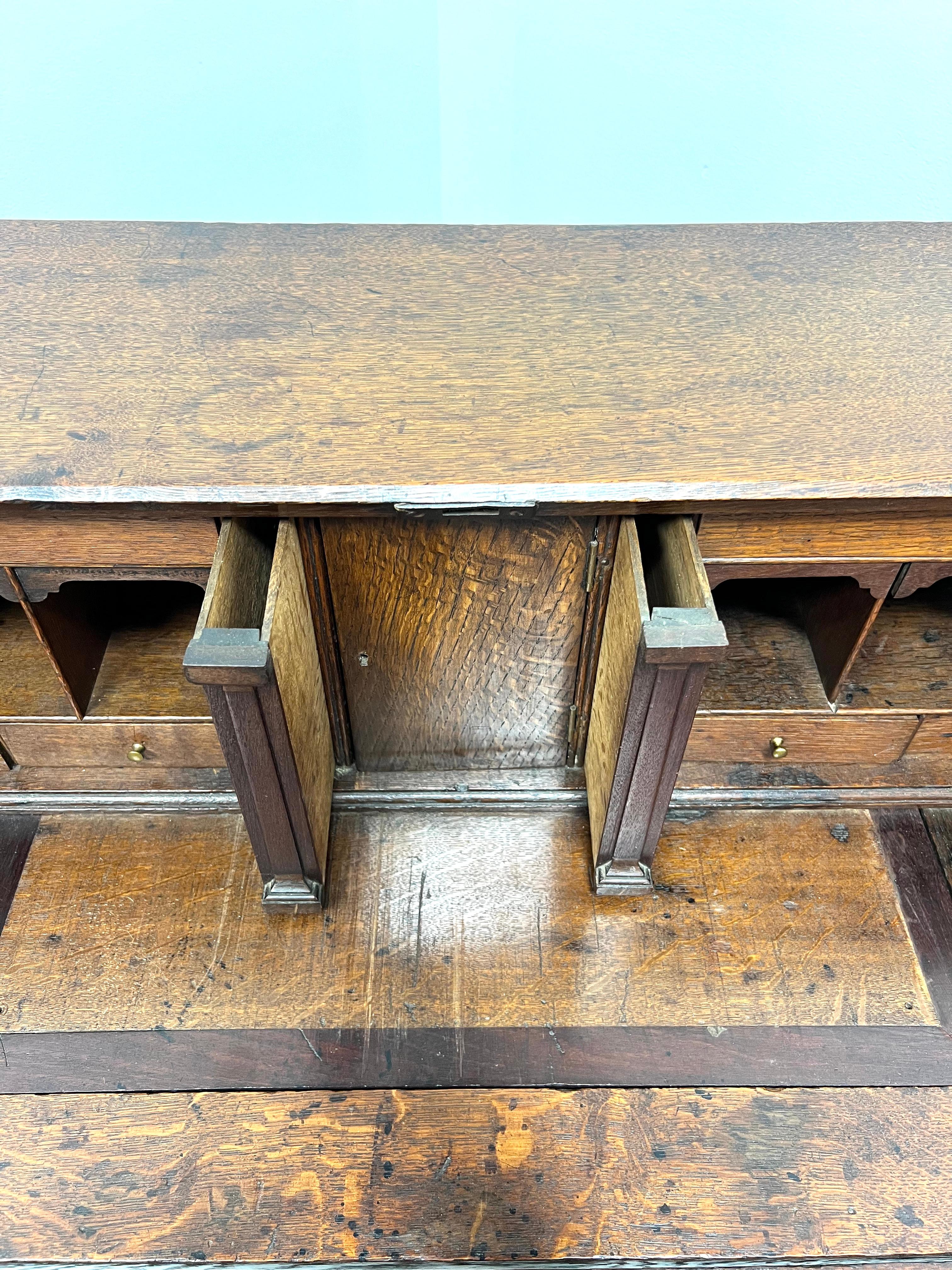 Antique 18th Century English Oak Chippendale Slant Drop Front Secretary Desk For Sale 4