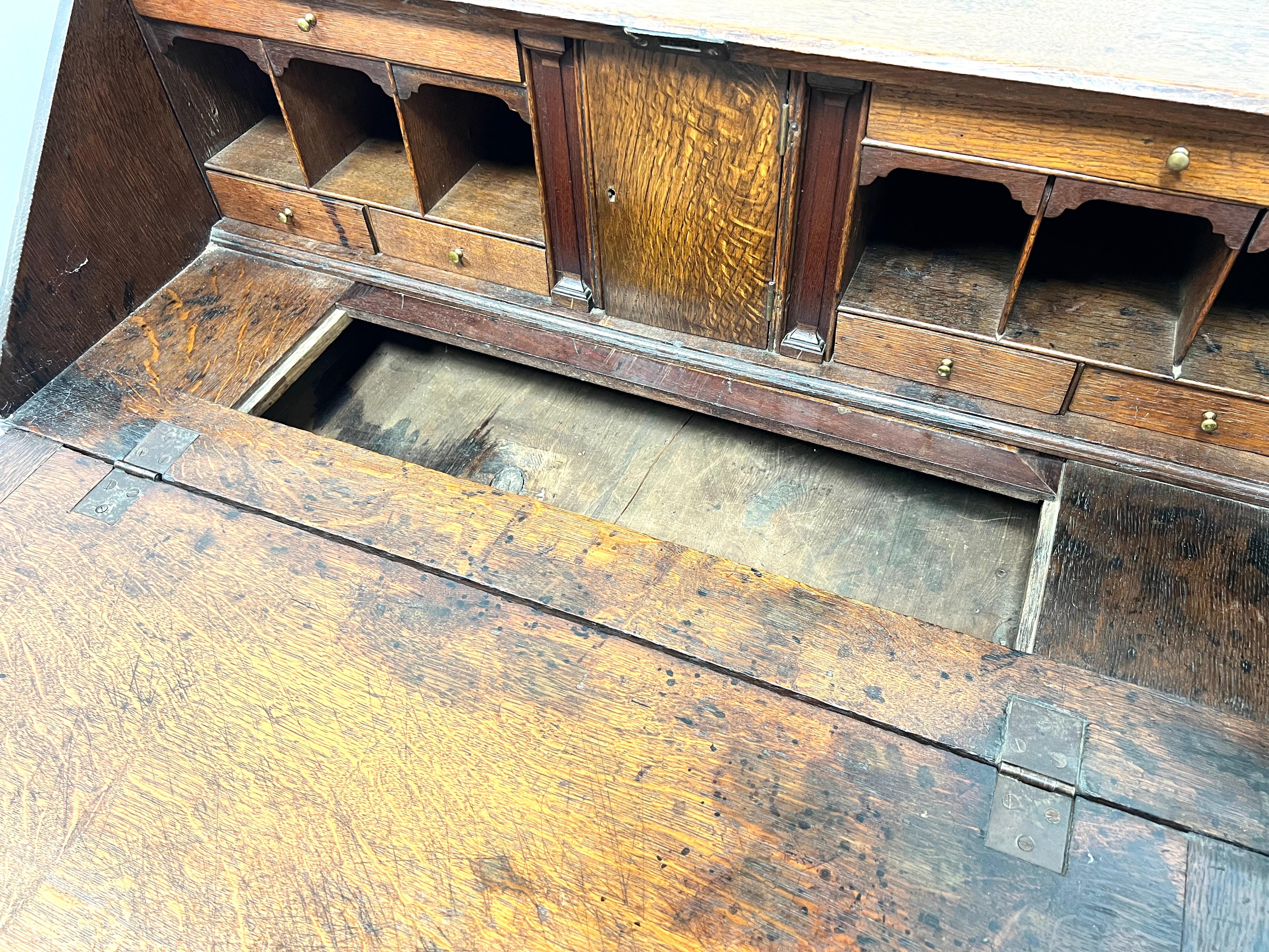 Antique 18th Century English Oak Chippendale Slant Drop Front Secretary Desk For Sale 5