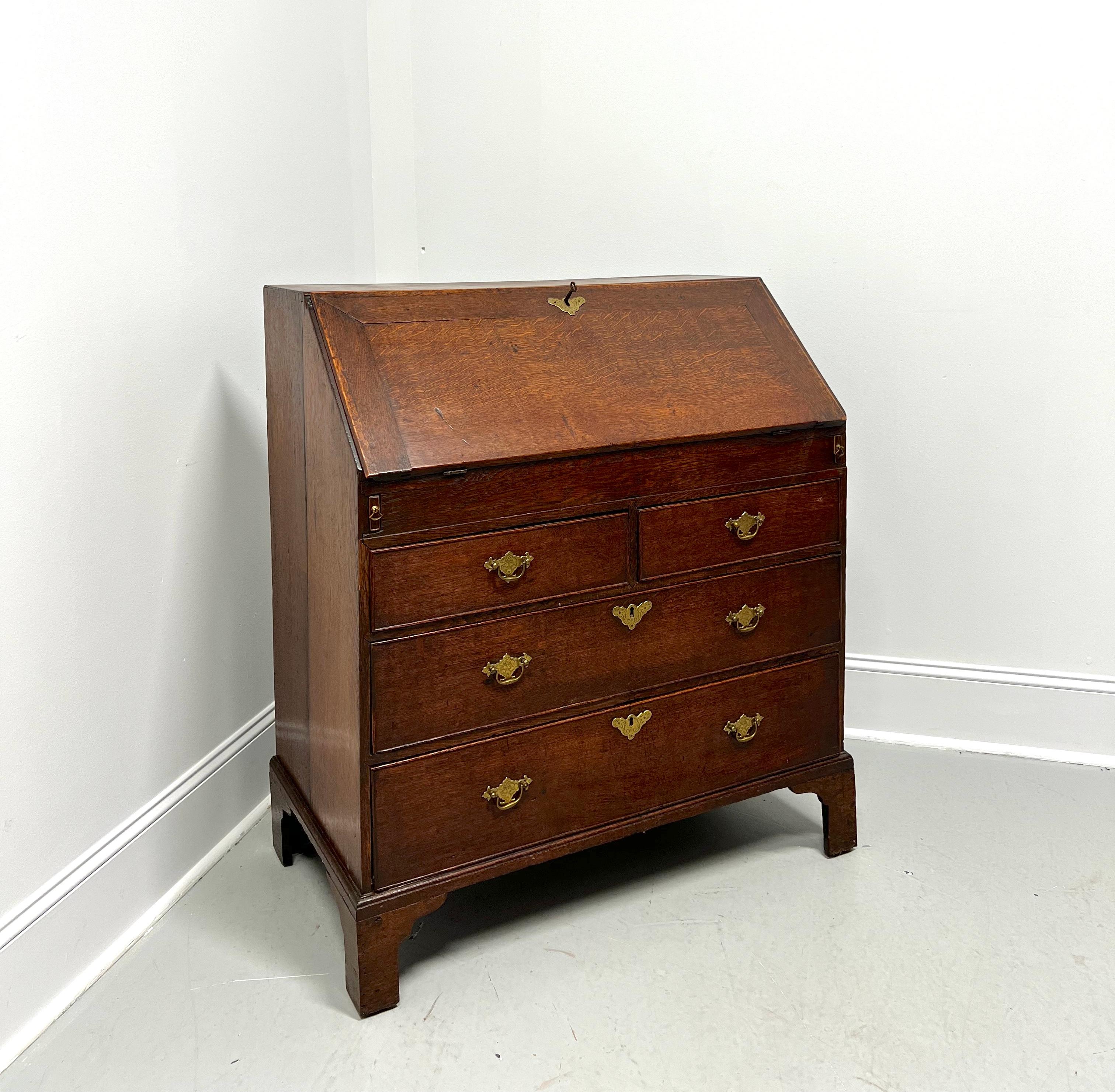 Antique 18th Century English Oak Chippendale Slant Drop Front Secretary Desk For Sale 9