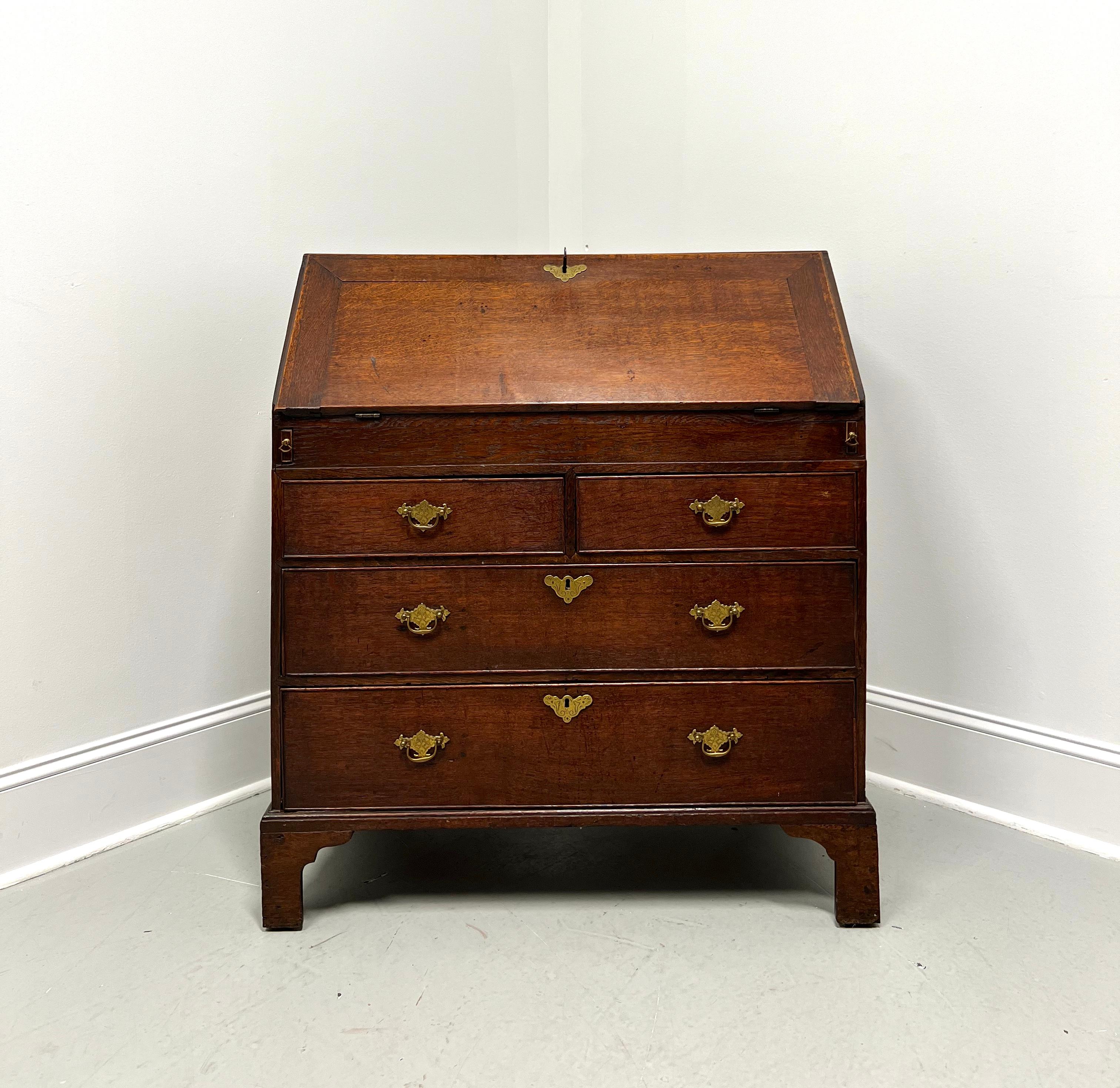 American Antique 18th Century English Oak Chippendale Slant Drop Front Secretary Desk For Sale