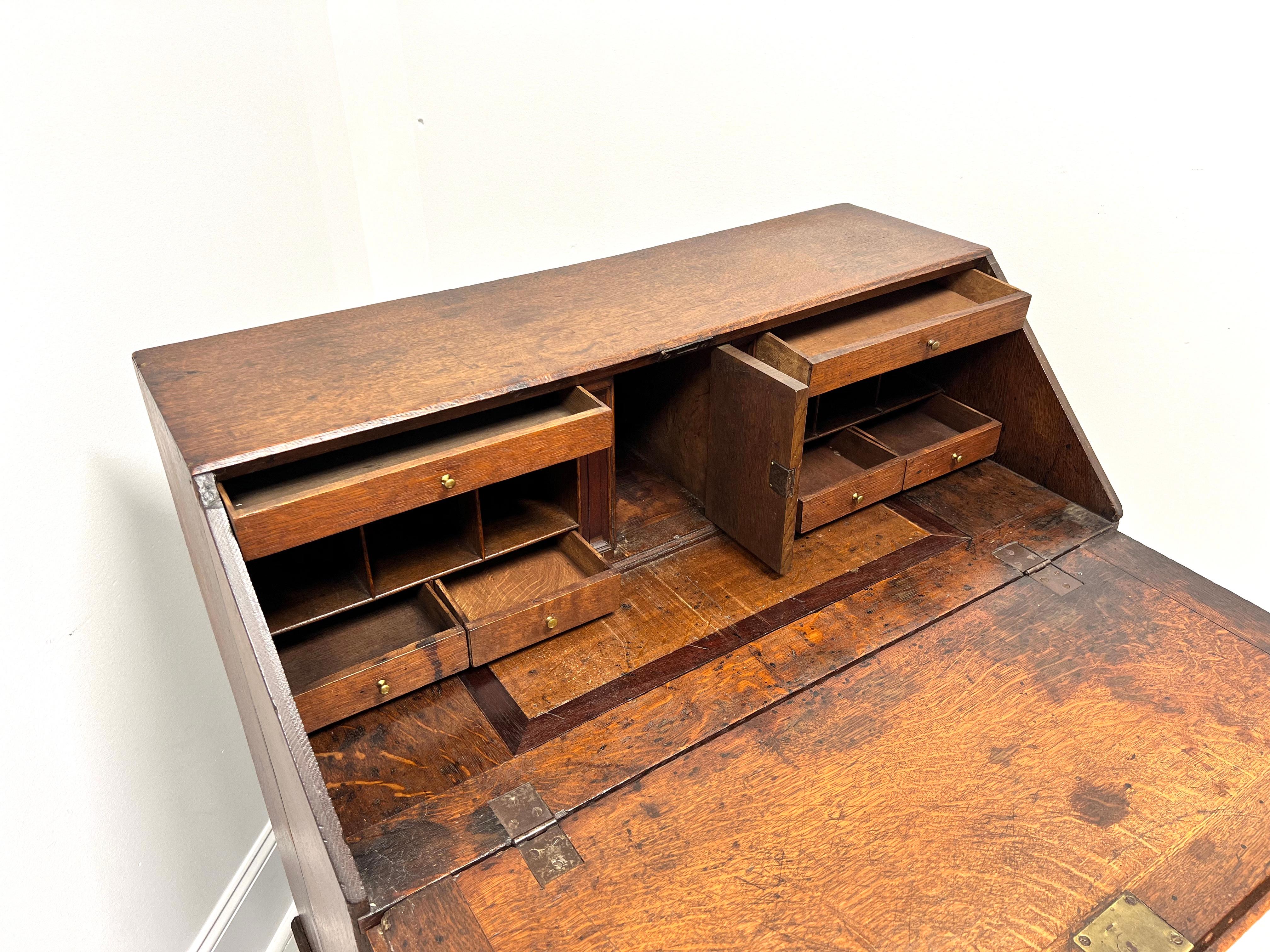 Antique 18th Century English Oak Chippendale Slant Drop Front Secretary Desk For Sale 3