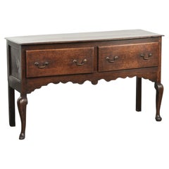 Antique 18th-century English oak dresser/sideboard with brass handles