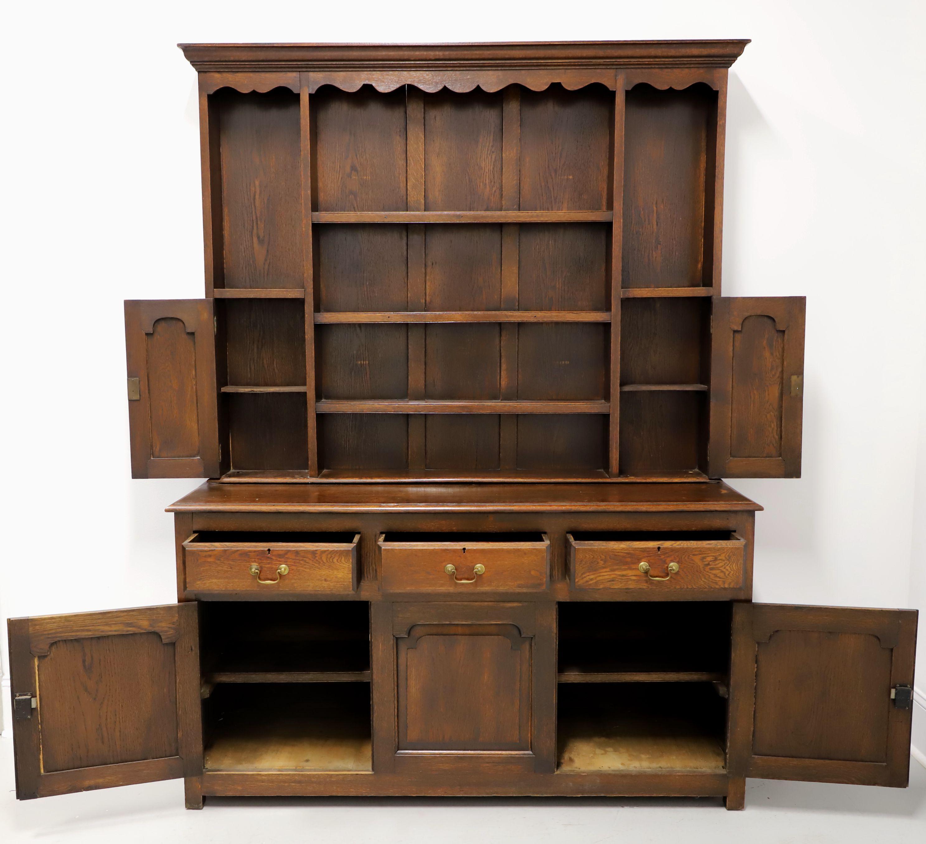 Brass Antique 18th Century English Oak William & Mary Style Pewter Cupboard Hutch For Sale