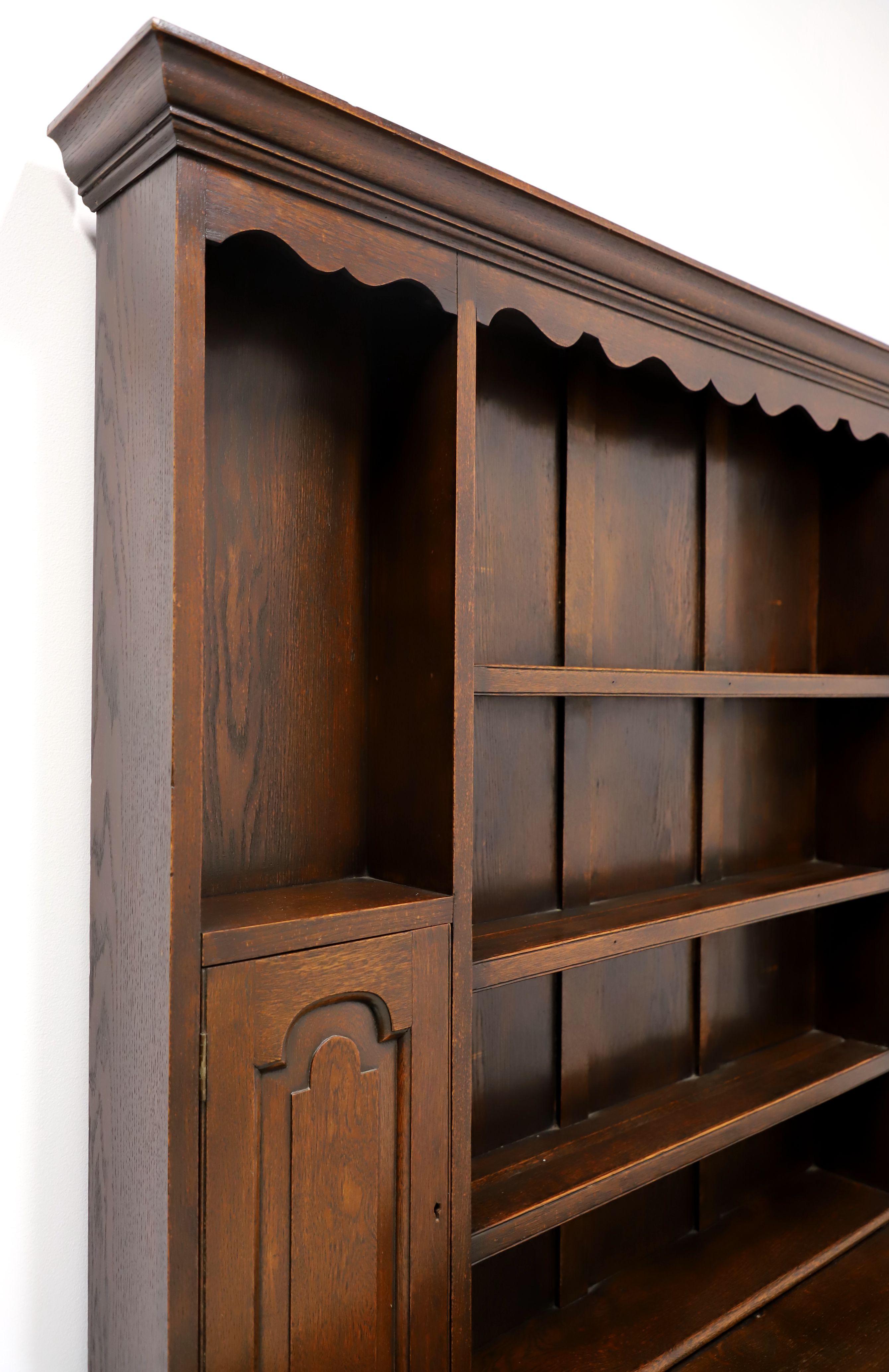 Antique 18th Century English Oak William & Mary Style Pewter Cupboard Hutch For Sale 1