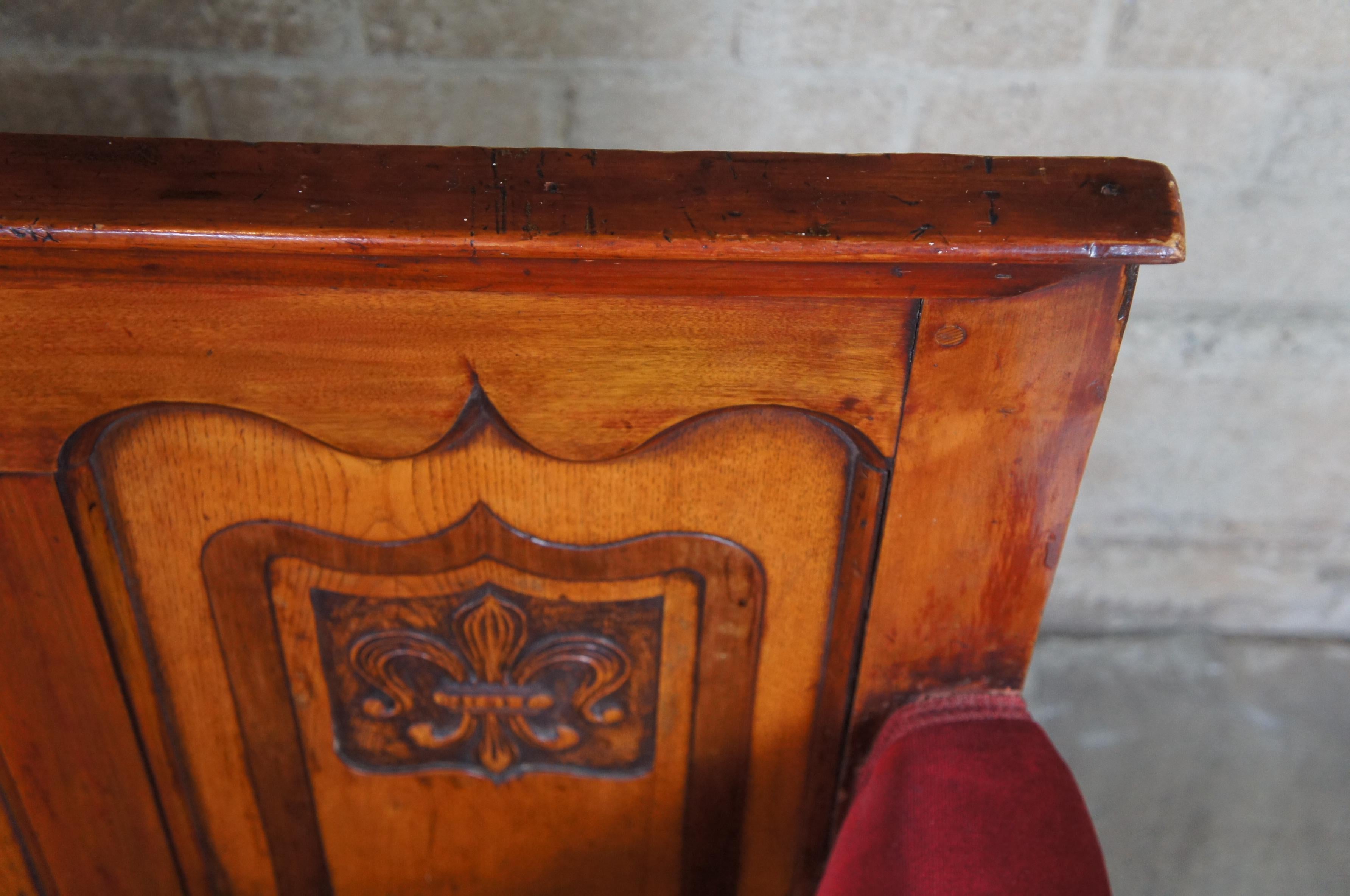Antique 18th Century English Paneled Oak Pub Bench Settle Pew Gothic Revival For Sale 4