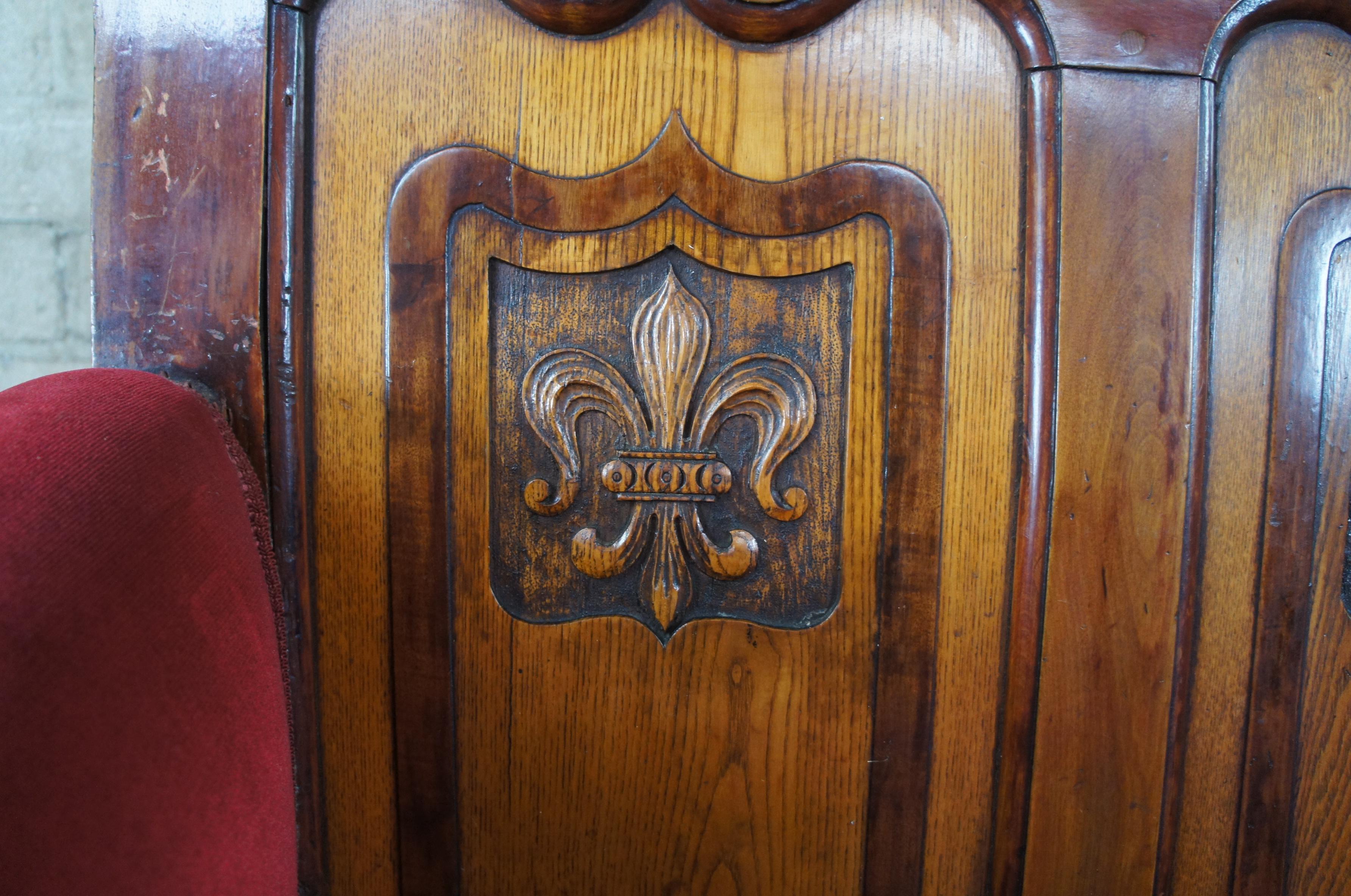 Antique 18th Century English Paneled Oak Pub Bench Settle Pew Gothic Revival For Sale 2