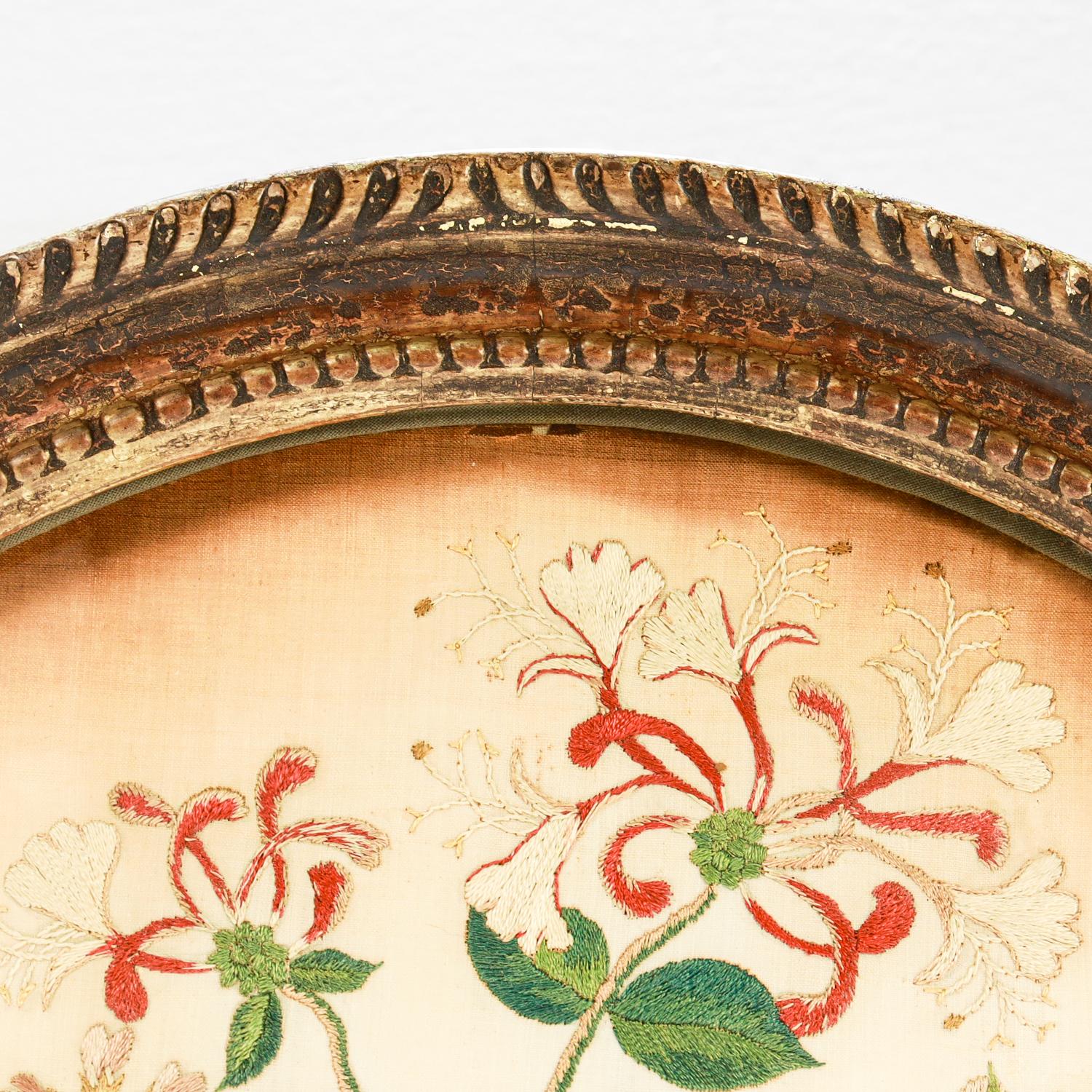 Antique 18th Century English Silk Needlework Embroidery with Cornucopia 8