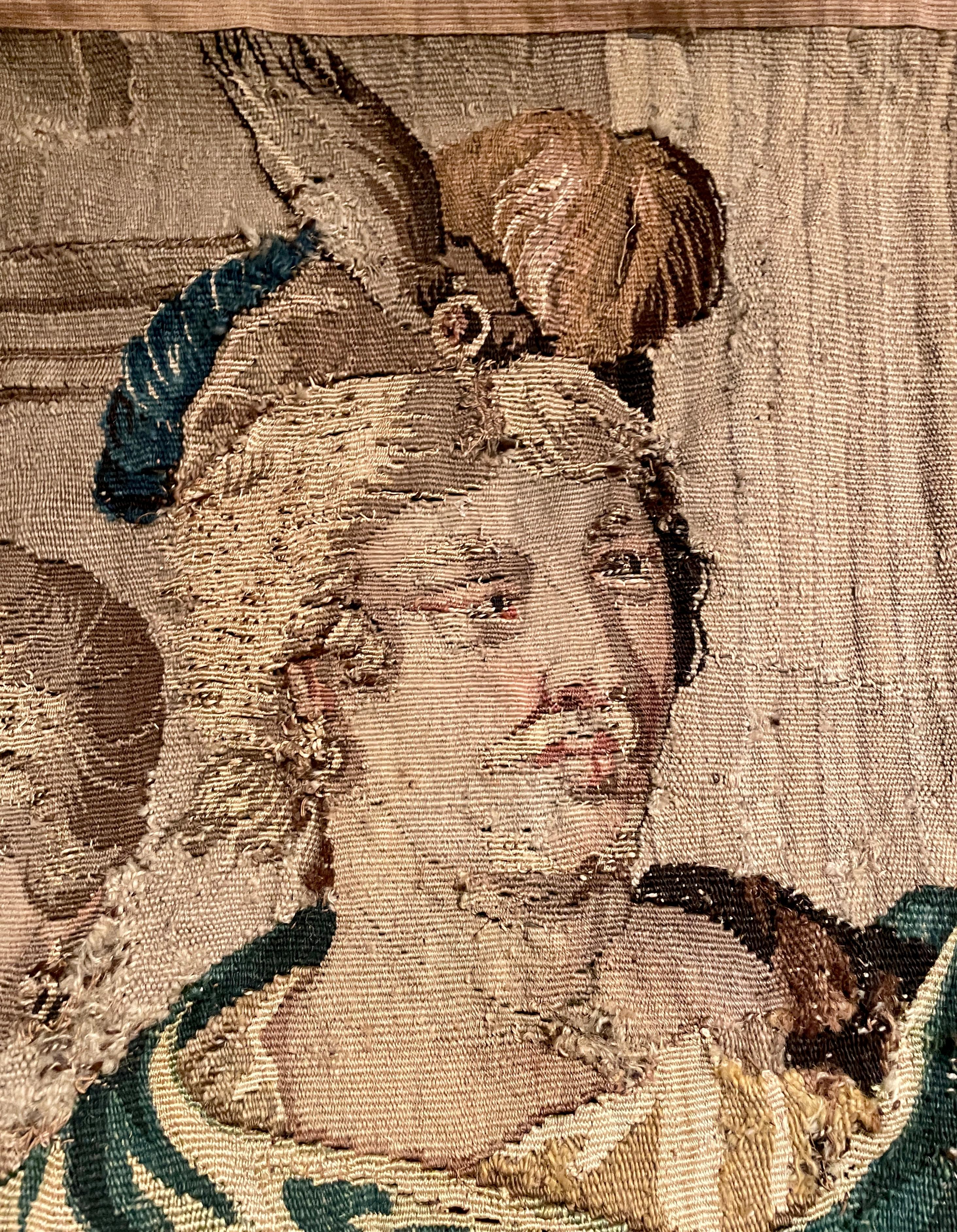 Antico arazzo da parete originale europeo del XVIII secolo.