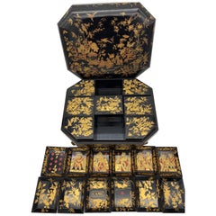 Antique 18th Century Export Chinese Lacquer Gaming Box