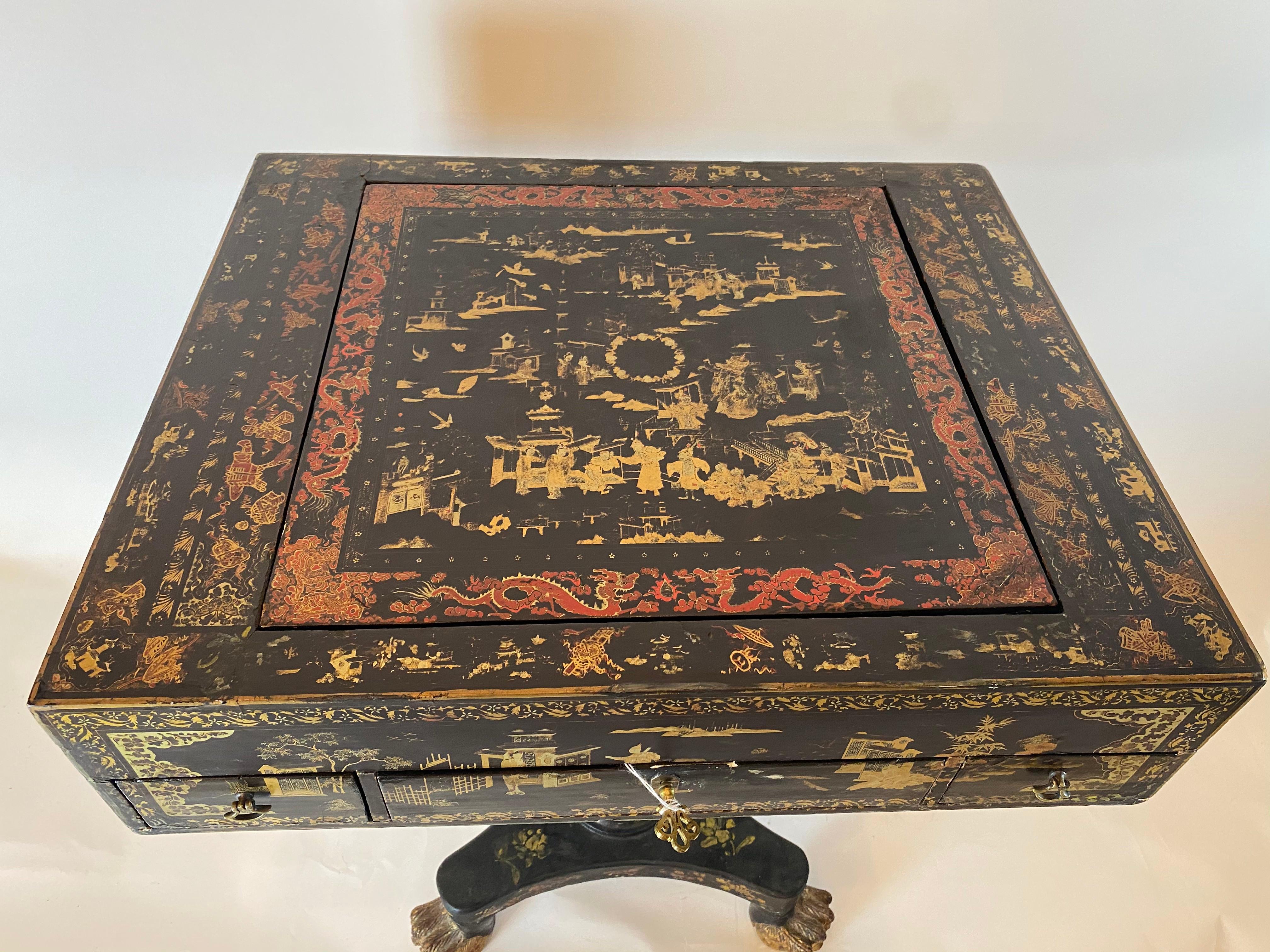 Qing Antique 18th Century Export Chinese Lacquer Gaming Table