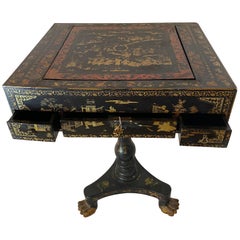 Antique 18th Century Export Chinese Lacquer Gaming Table