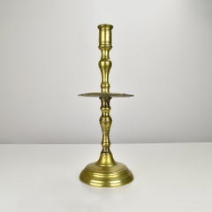 Antique 18th Century Flemish Brass Candlestick with Drip Tray