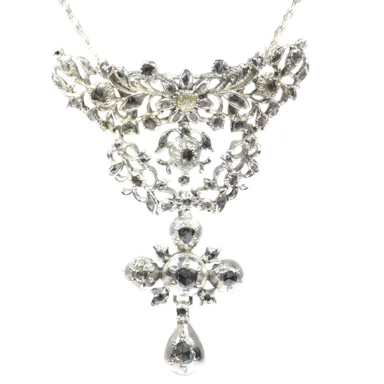 Antique 18th Century Flemish Cross Pendant Set with Diamonds, 1780s For ...