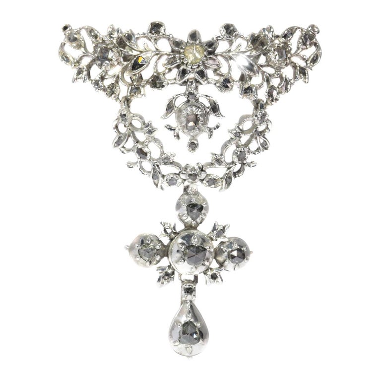 Antique 18th Century Flemish Cross Pendant Set with Diamonds, 1780s For ...