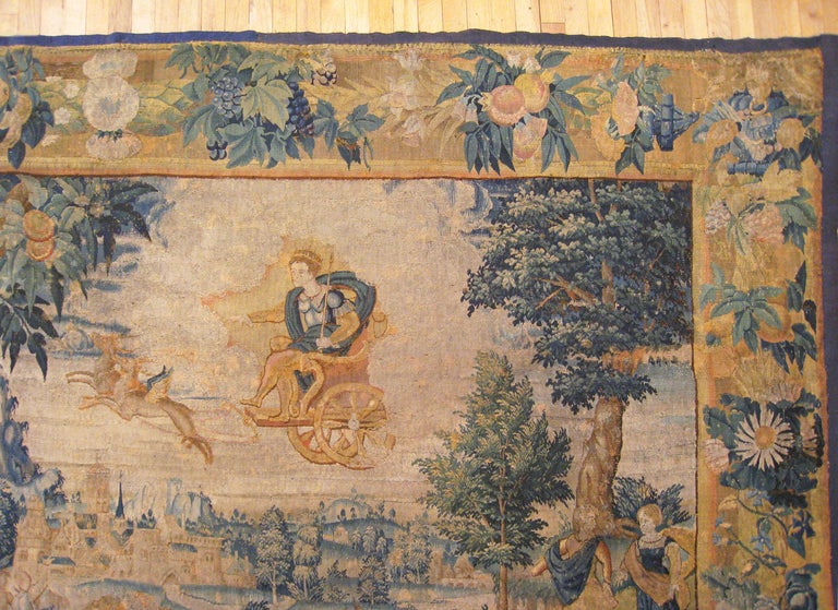 Antique 18th Century Flemish Mythological Tapestry, with the Greek Deity Apollo For Sale 5