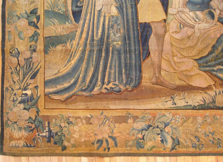 Belgian Antique 18th Century Flemish Mythological Tapestry, with the Greek Deity Apollo For Sale