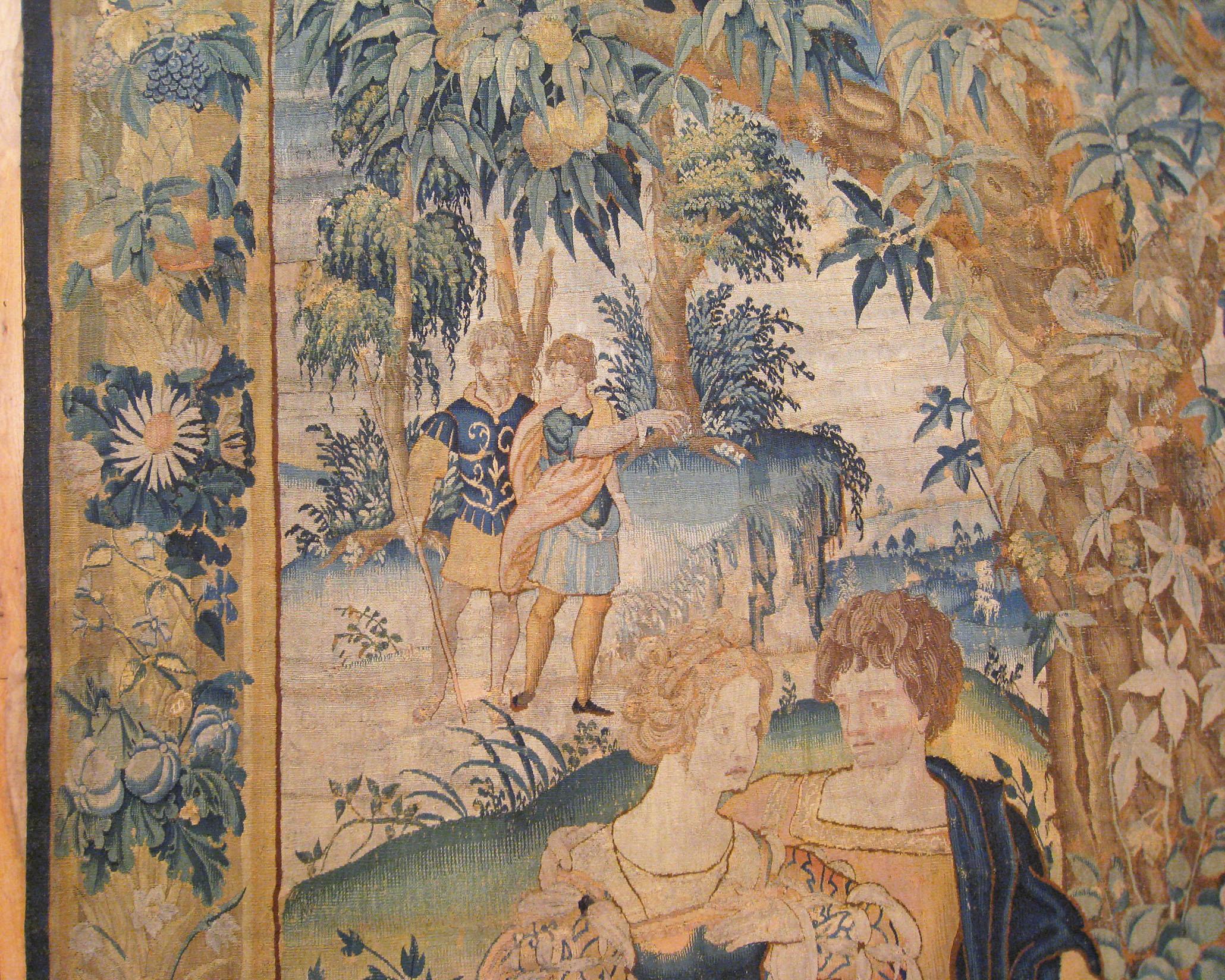 18th Century and Earlier Antique 18th Century Flemish Mythological Tapestry, with the Greek Deity Apollo For Sale