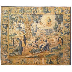 Antique 18th Century Flemish Mythological Tapestry, with the Greek Deity Apollo